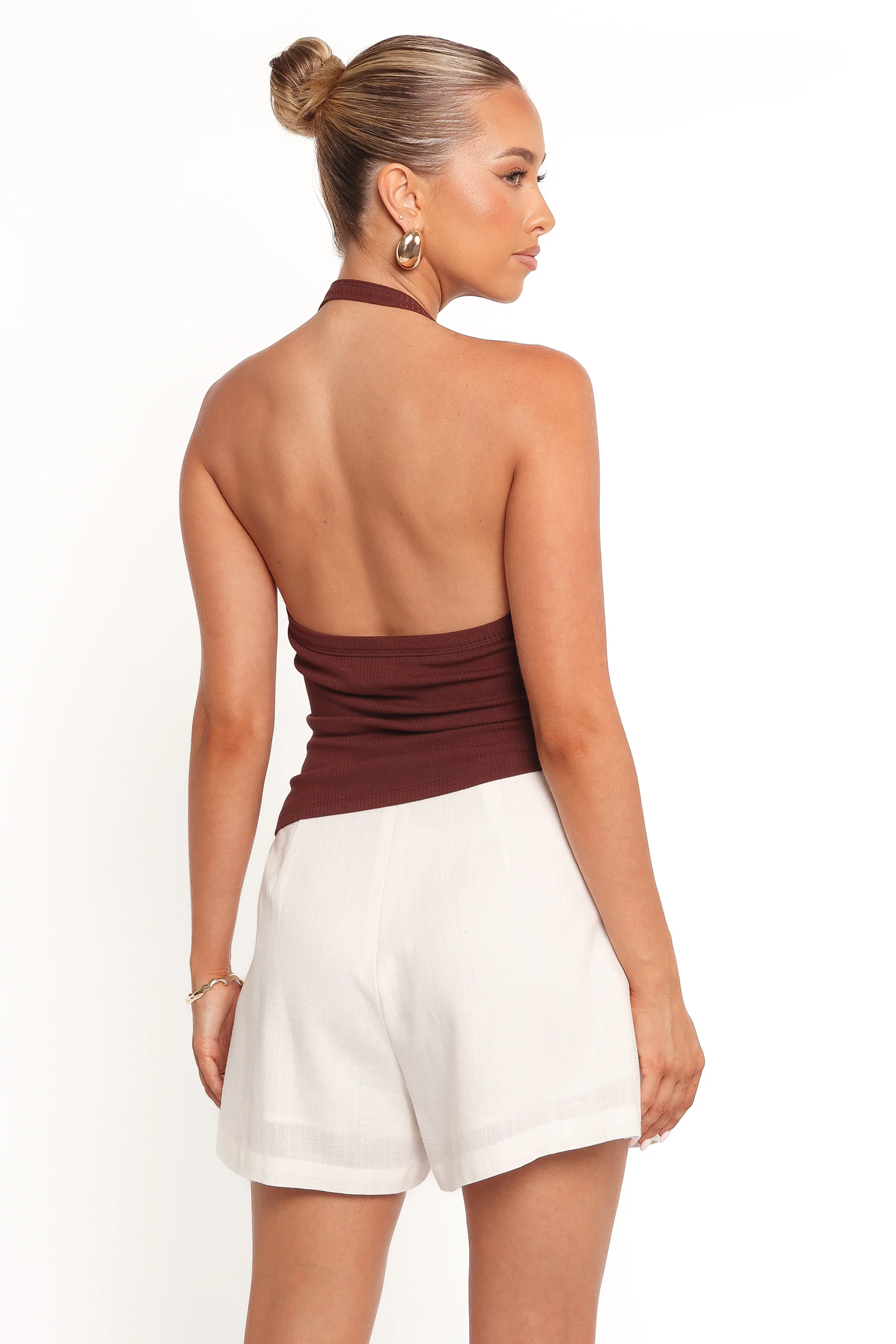 Yulissa Halter Knit Top - Chocolate Brown