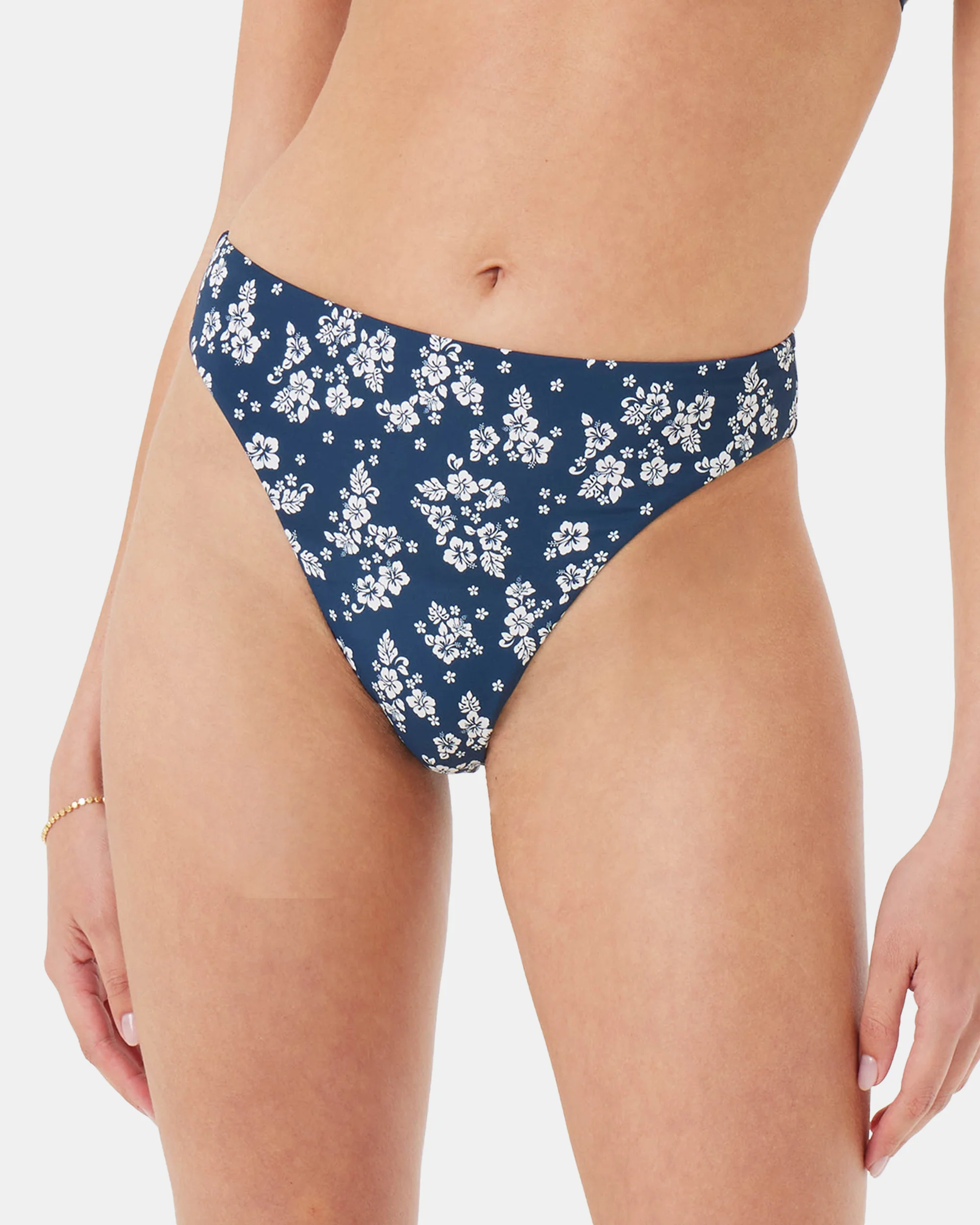Hibiscus Haven Midrise High Leg Moderate Bikini Bottom