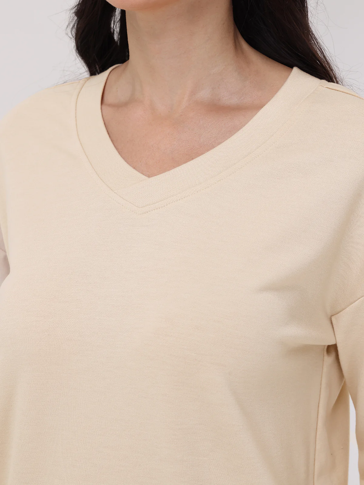French Terry V-Neck Sweatshirt