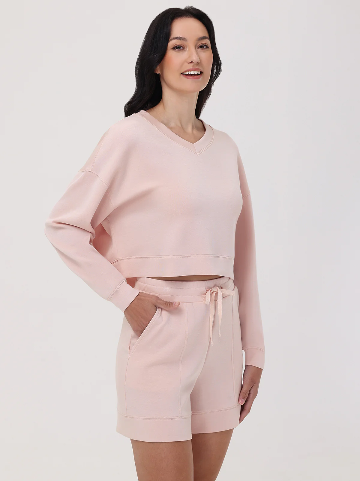 V-Neck Crop Sweatshirt