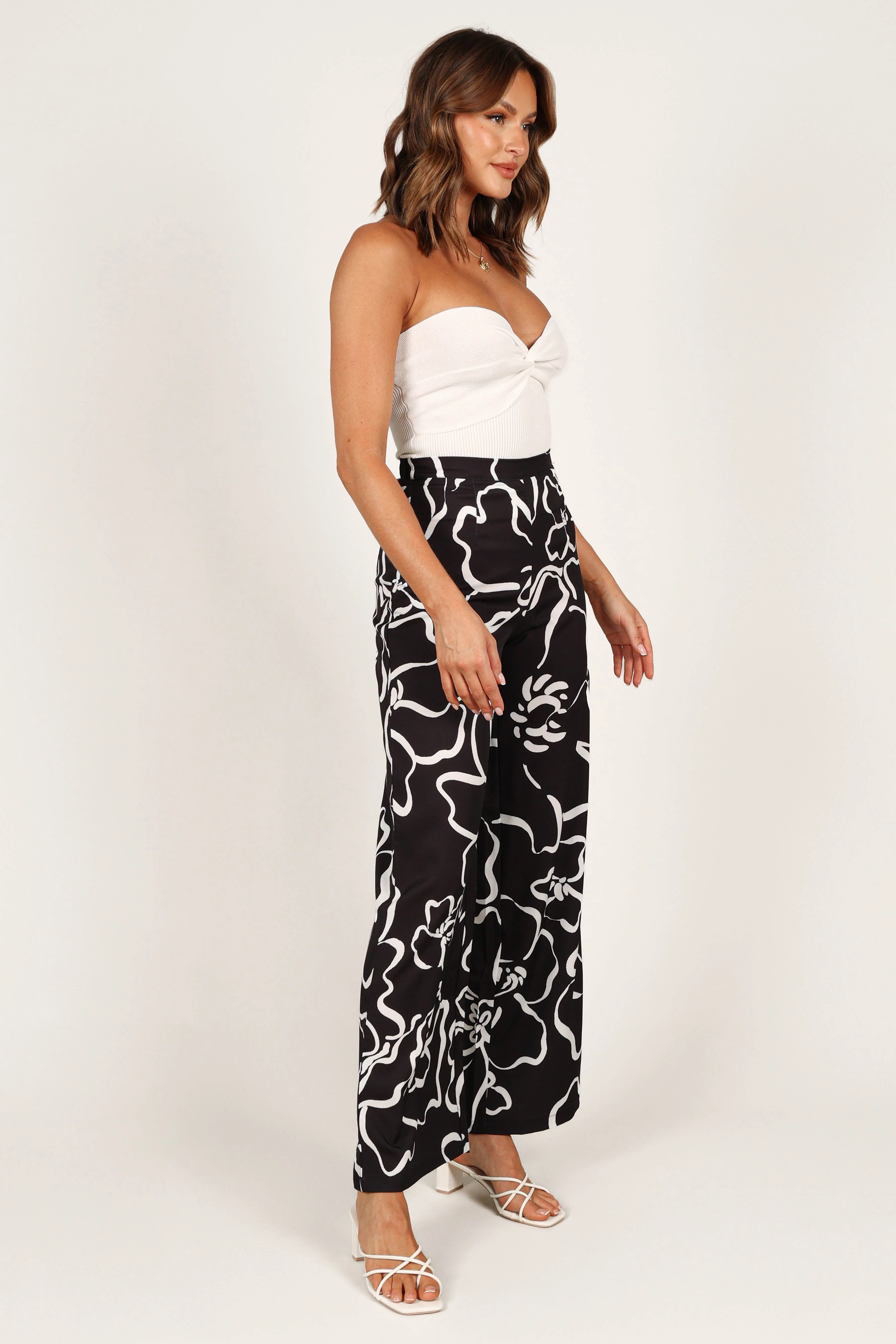 York Pant - White Black Floral