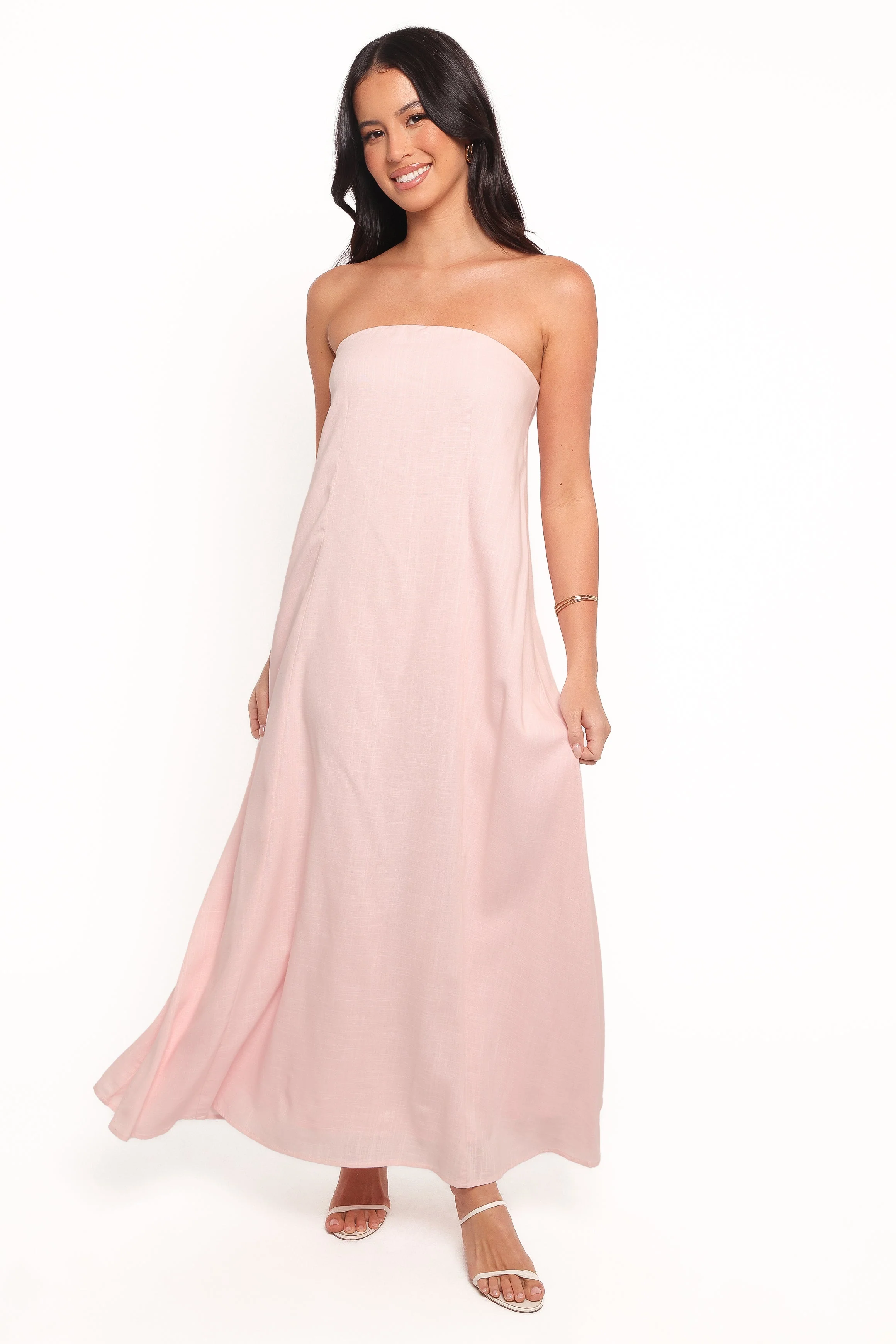 Bethany Strapless Midi Dress - Rosewater