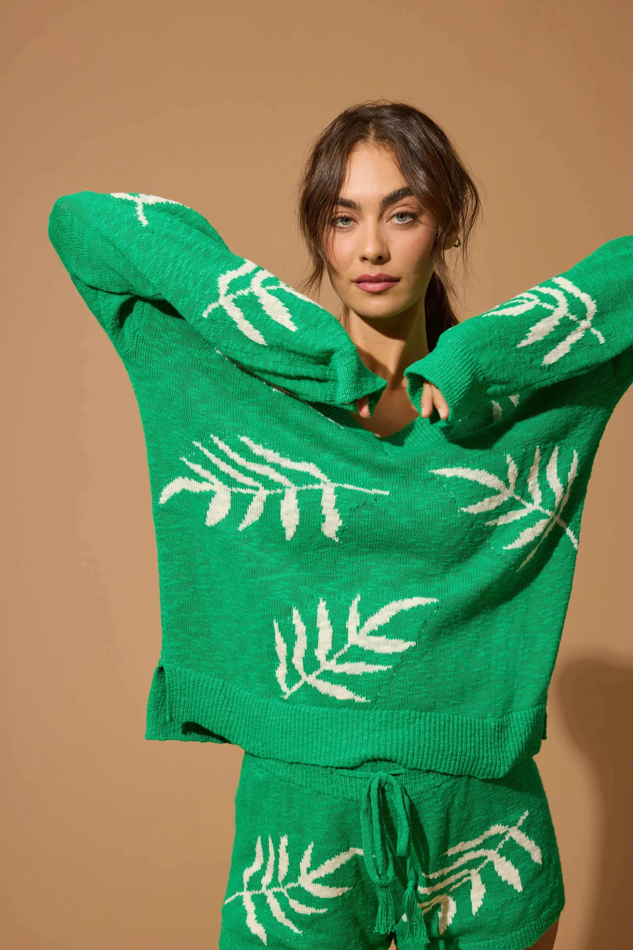 Beachcomber Leaf Print Long Sleeve Top