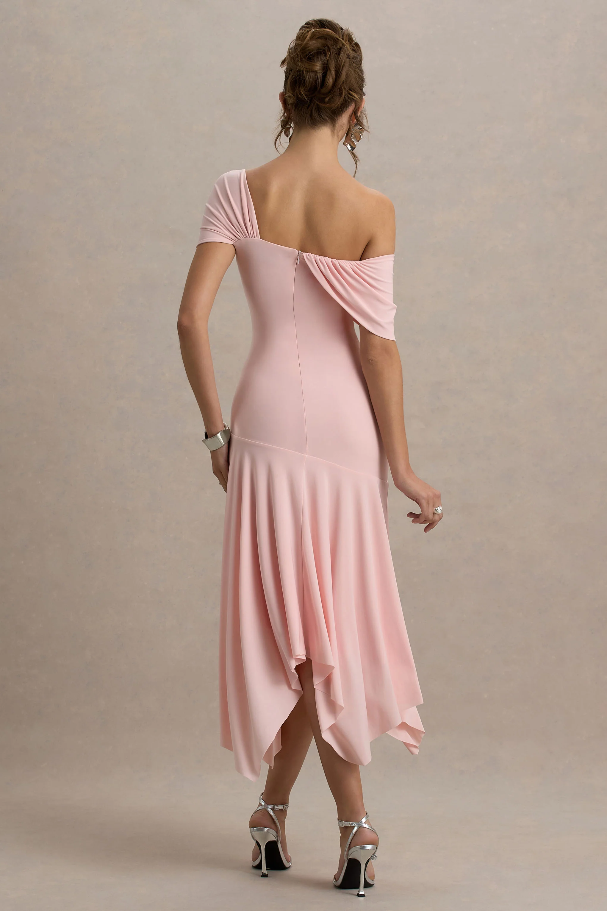 Castor | Pink Asymmetric Midi Dress
