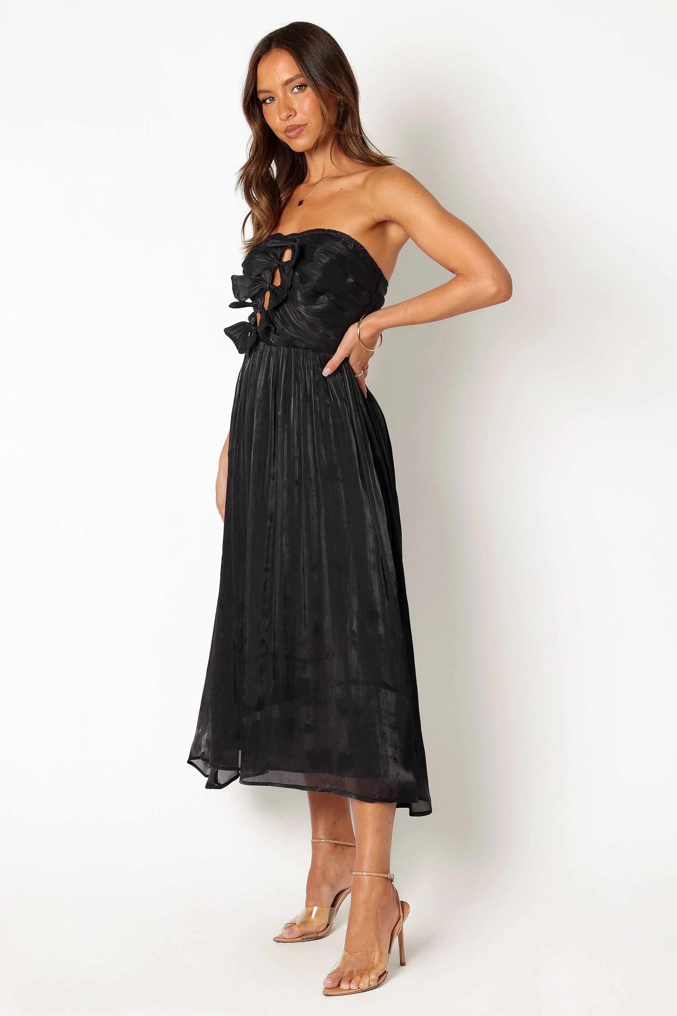 Mila Strapless Midi Dress - Black