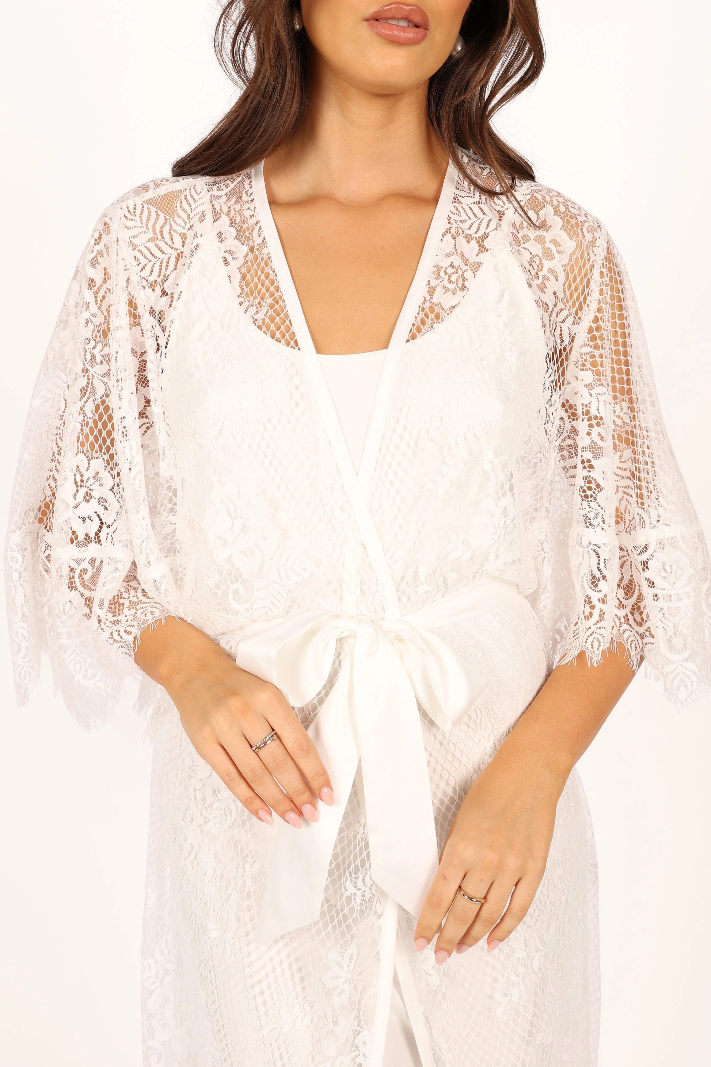 Nephele Lace Bridal Robe - Ivory