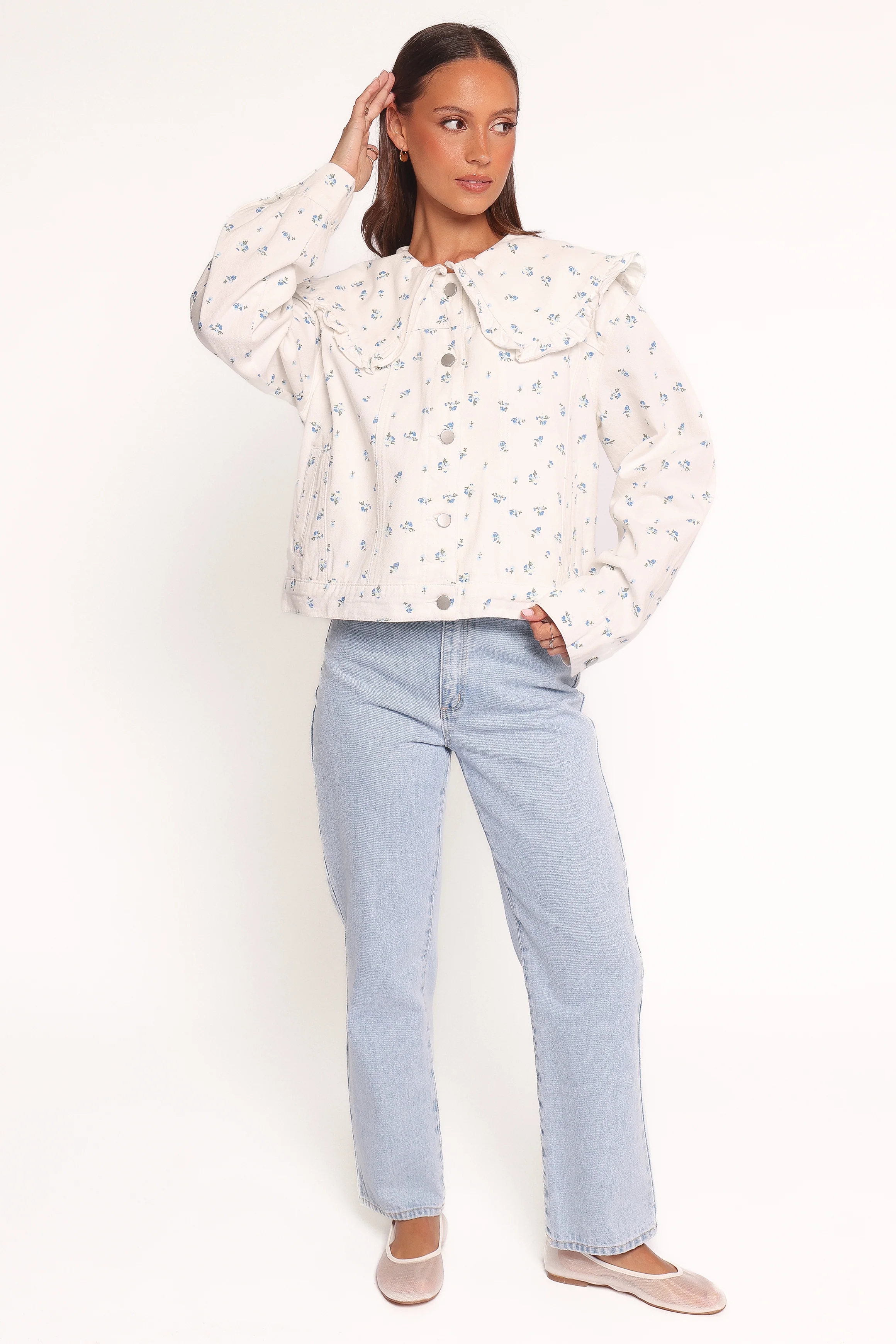 Blue Flower Denim Jacket - Off White