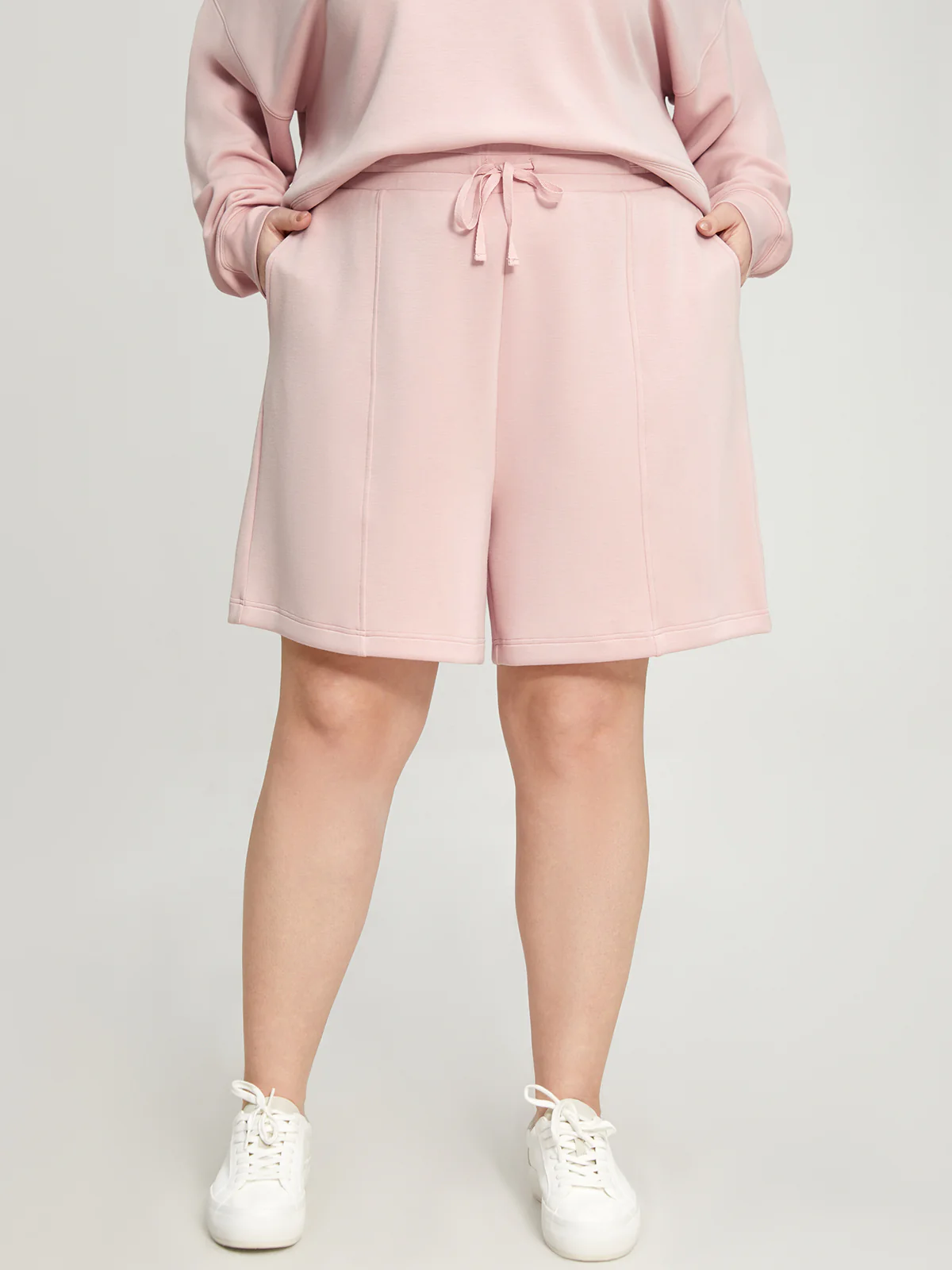 Plus Belted Pintuck Shorts