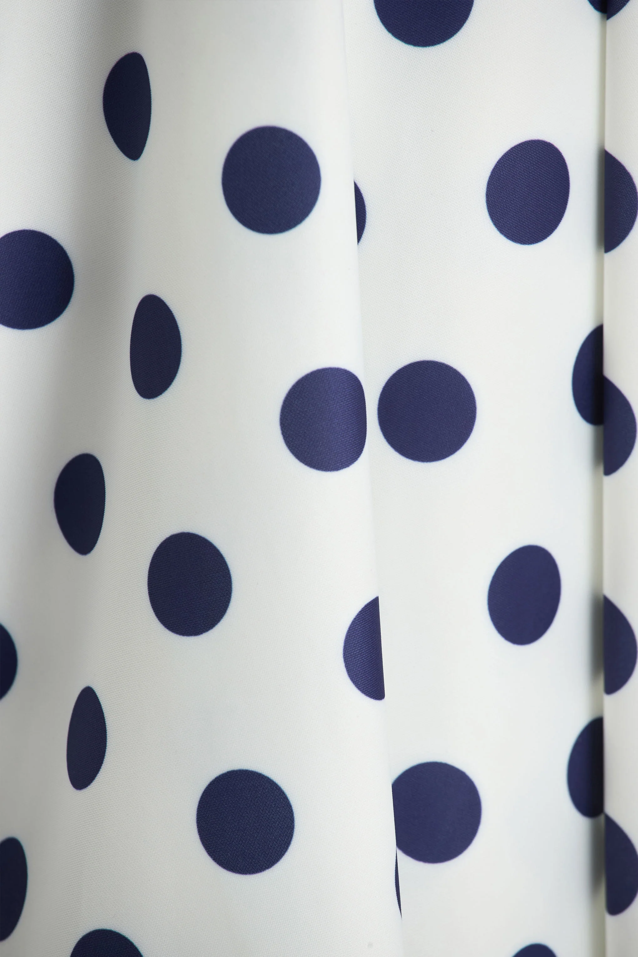 Berta | White And Navy Polka-Dot Square-Neck Midi Dress