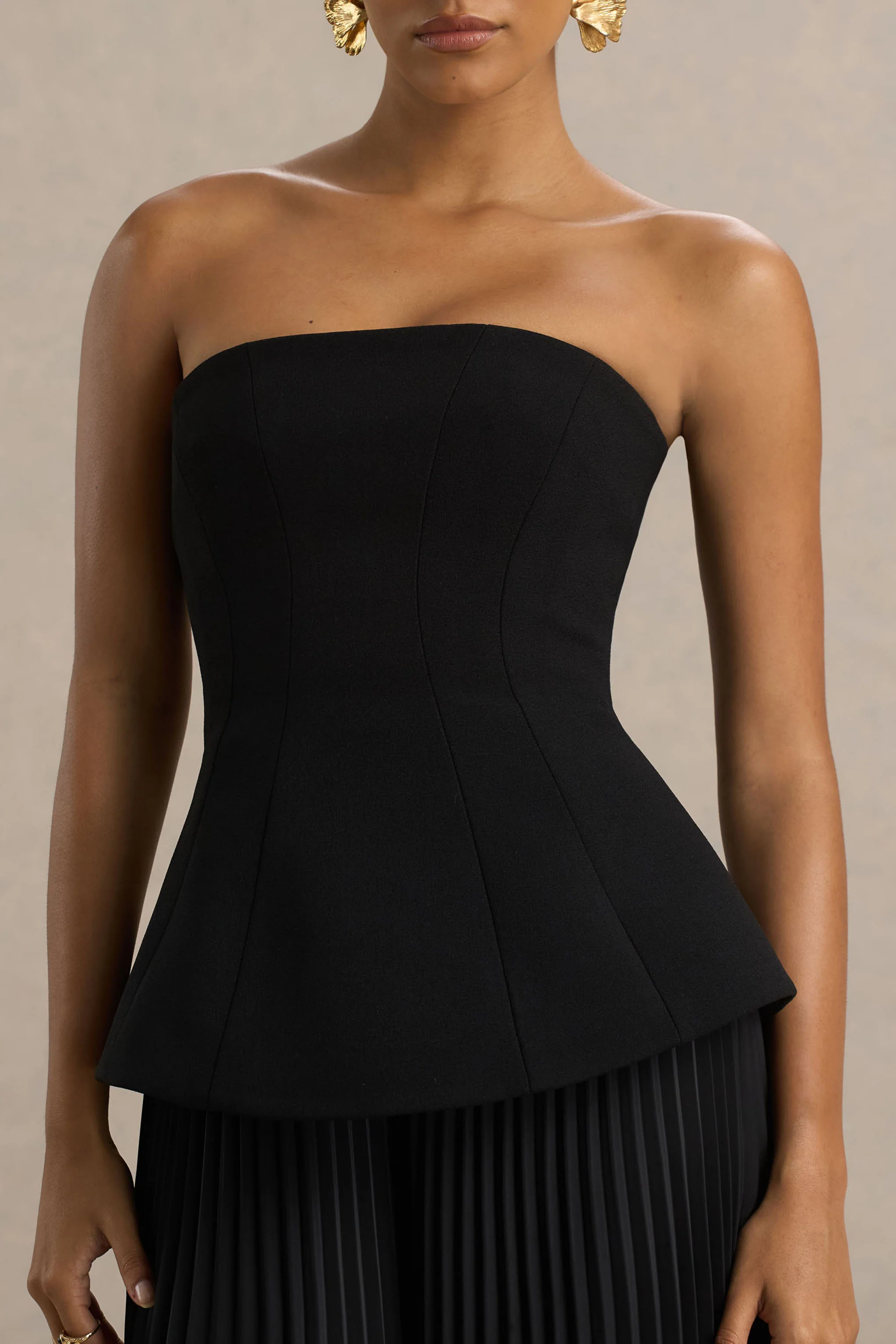 Feeling Good | Black Bandeau Jumpsuit With Pleated Trouser