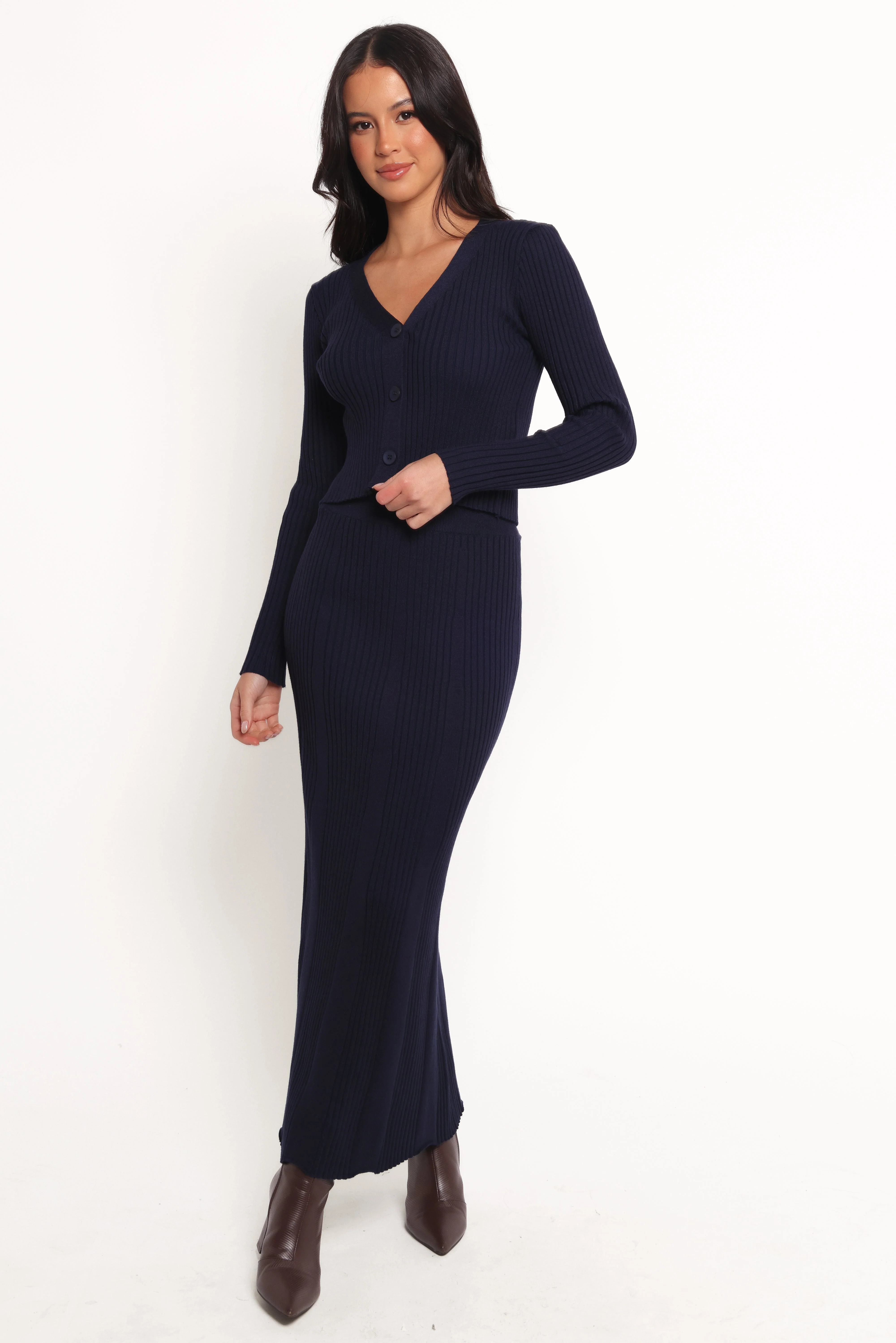 Neya Knit Skirt Set - Navy