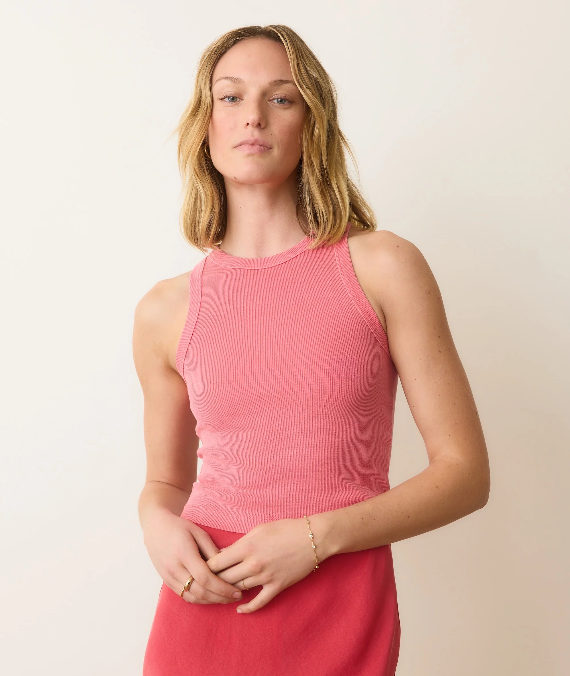 Lexi Rib Sun-In High Neck Crop Tank