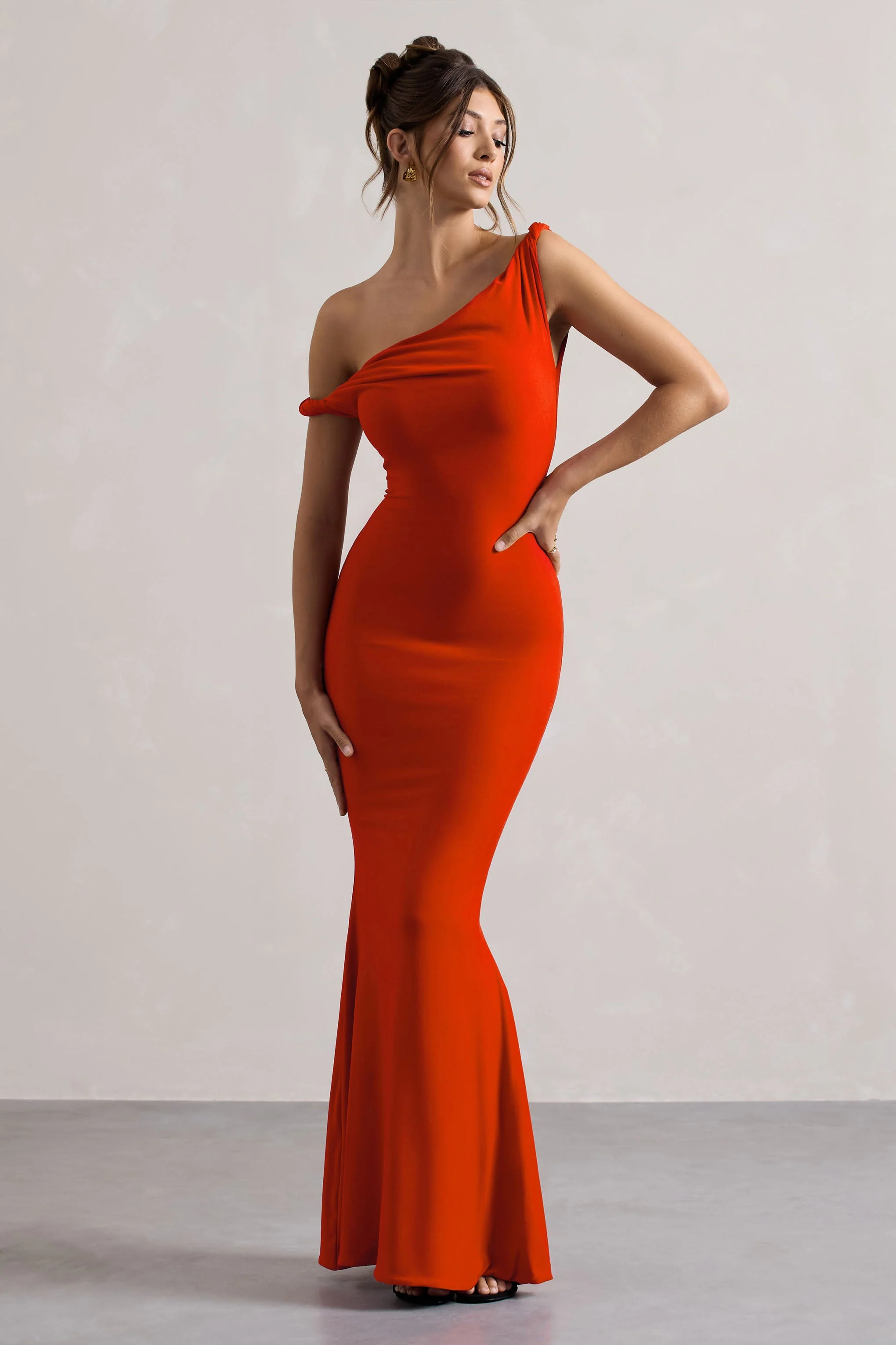 Lita | Orange Twisted Asymmetric Maxi Dress
