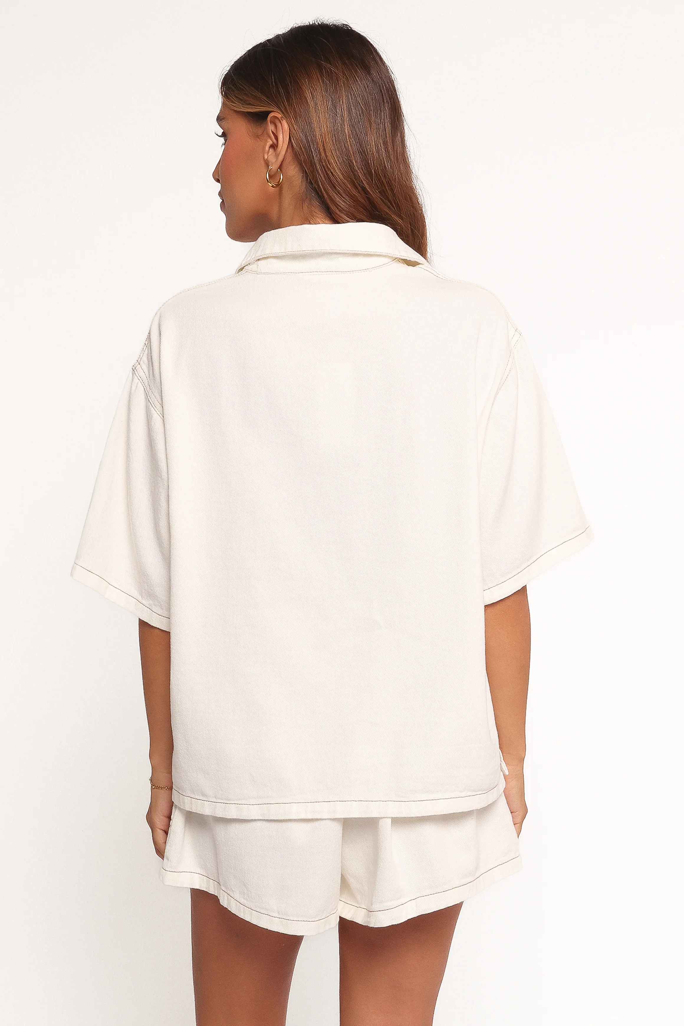 Noor Denim Short Set - White