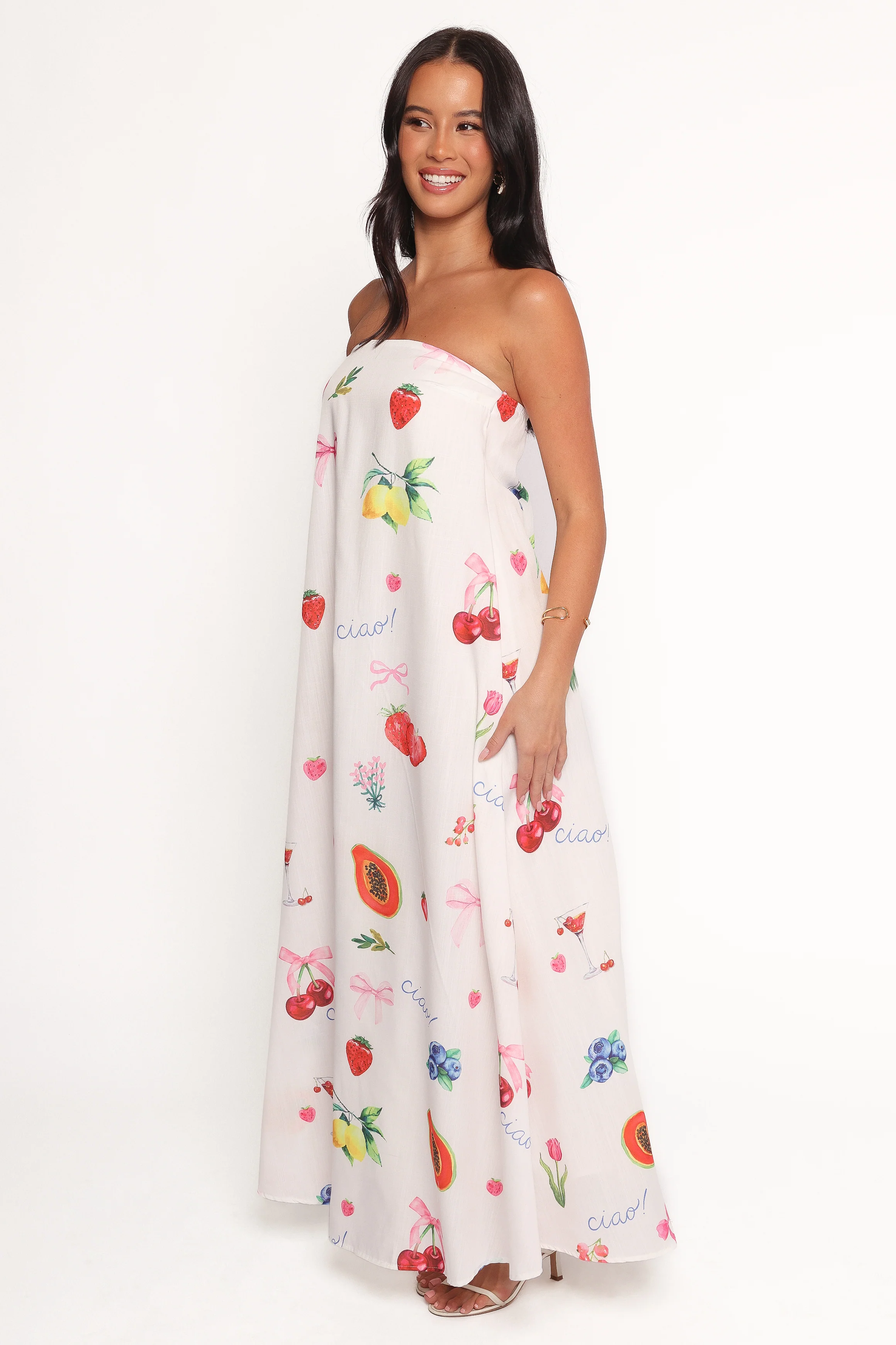 Soph Strapless Maxi Dress - Ciao Bow Print