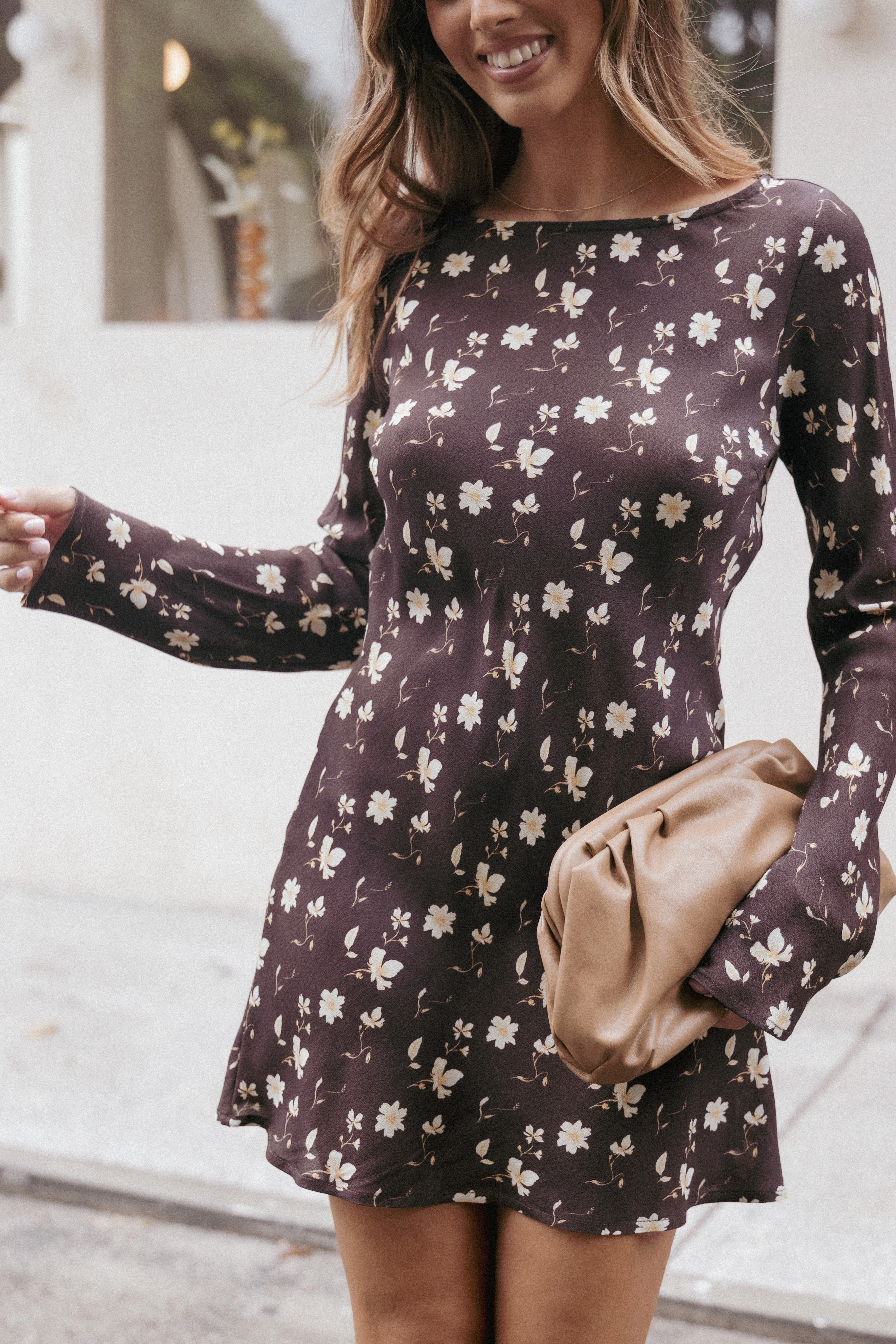 Amity Mini Dress - Brown Floral