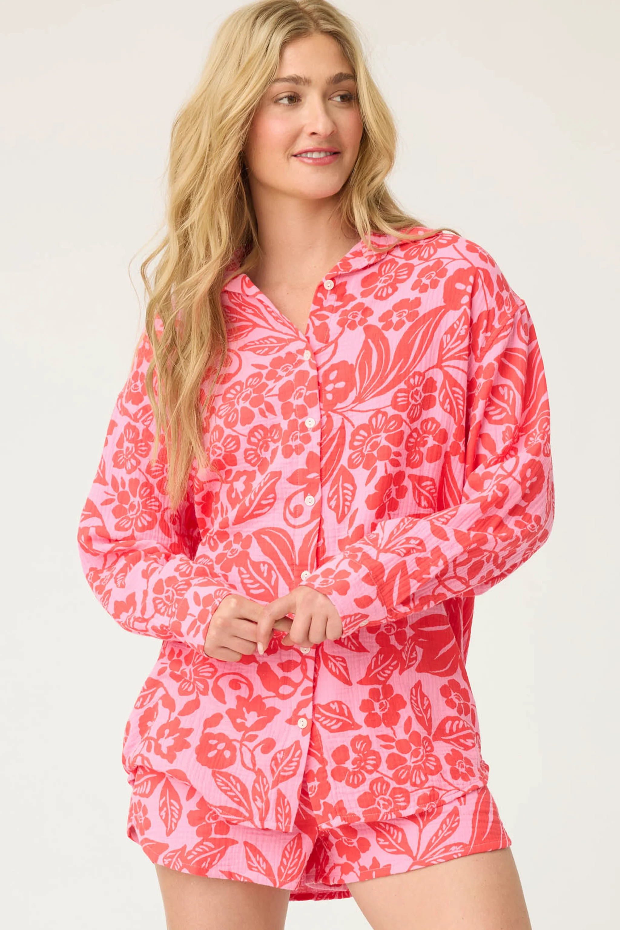 Bali Bay Floral Long Sleeve Button-Up Shirt