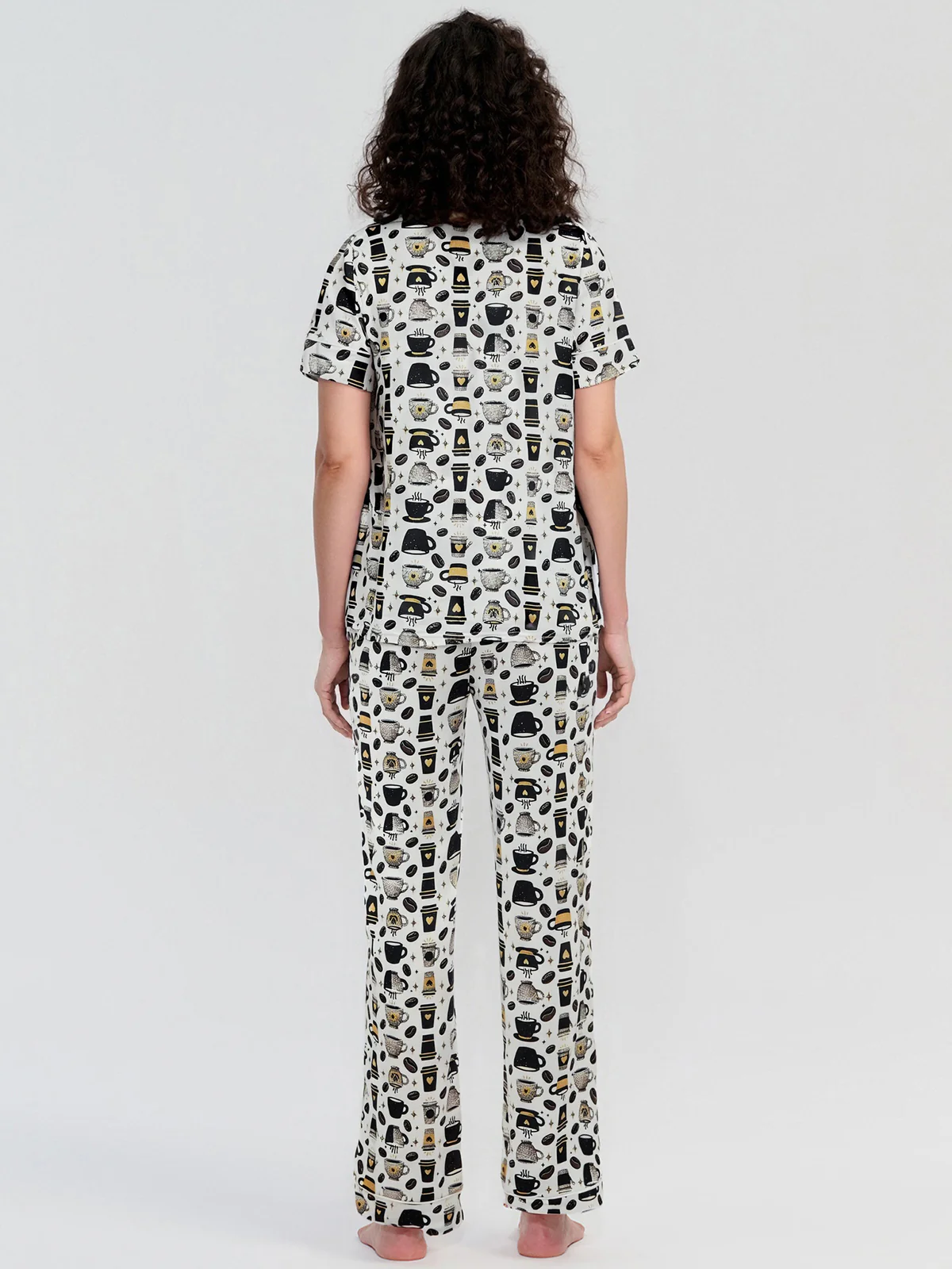 Coffee Cup Short Sleeve Pajamas Set