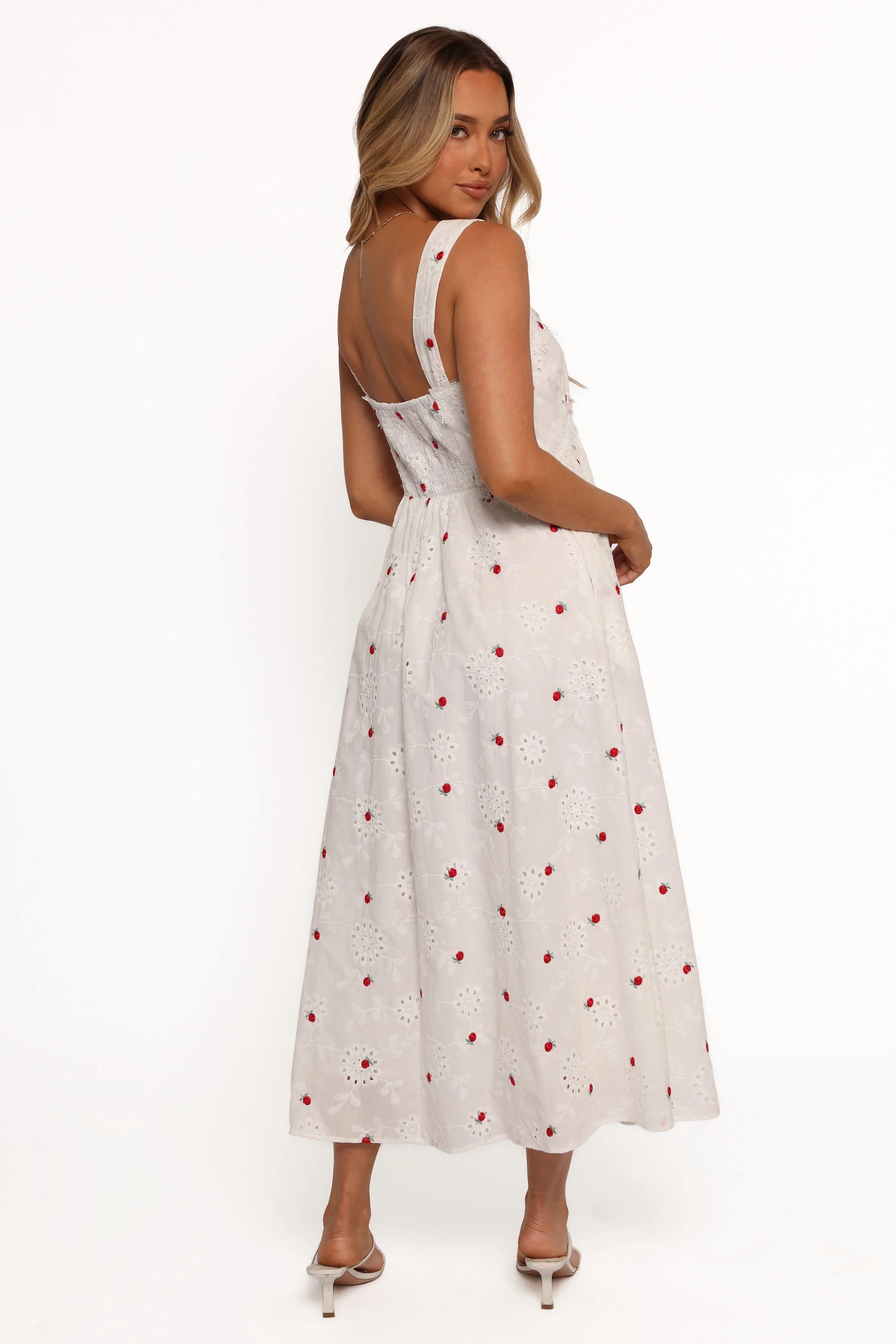 Salli Midi Dress - White/Red