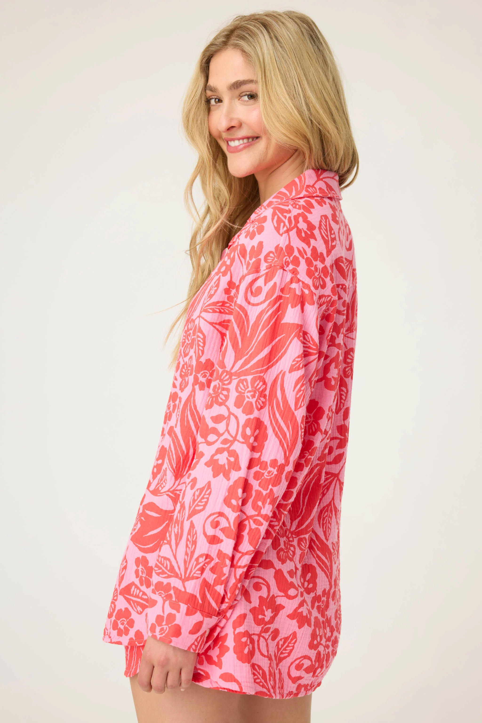 Bali Bay Floral Long Sleeve Button-Up Shirt