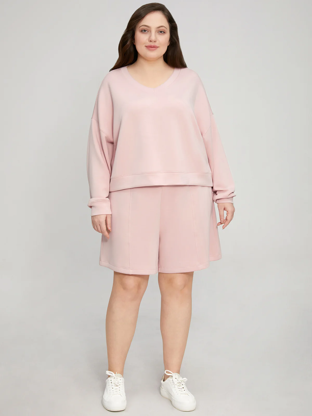 Plus V-Neck Crop Sweatshirt