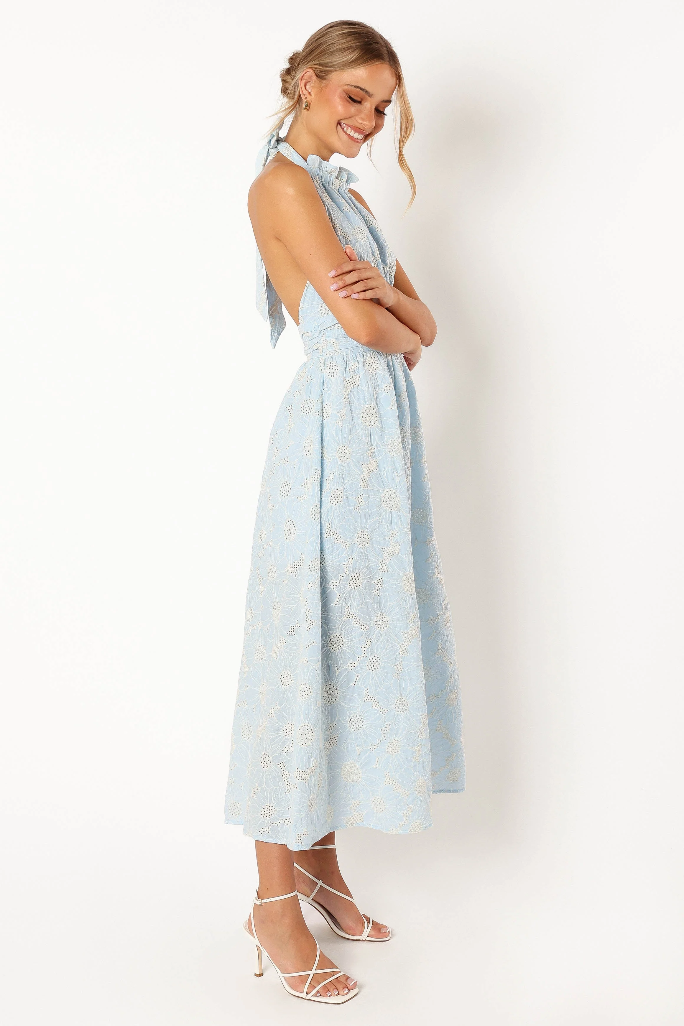 Taila Halterneck Midi Dress - Blue Floral