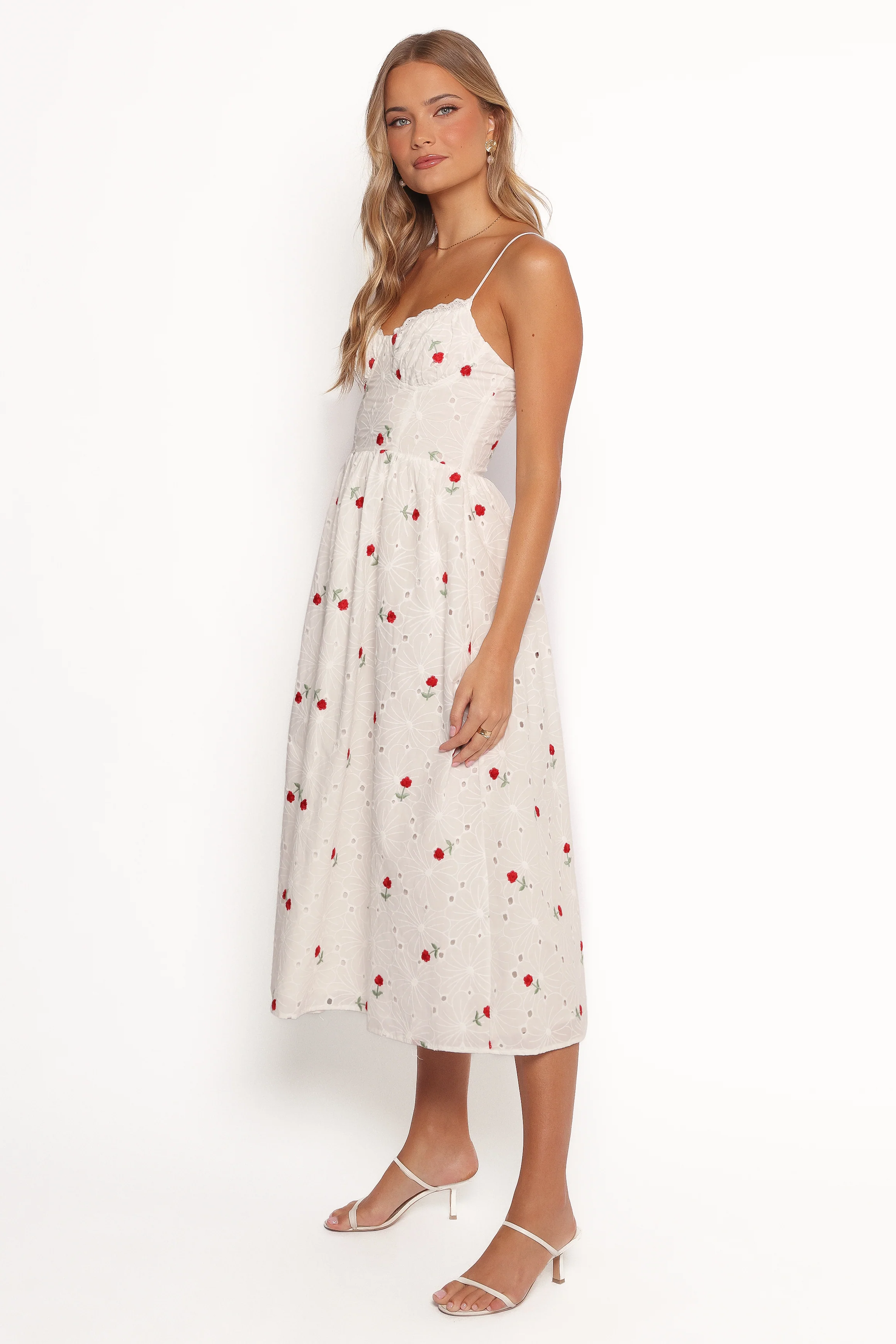 Paloma Maxi Dress - White Red Floral