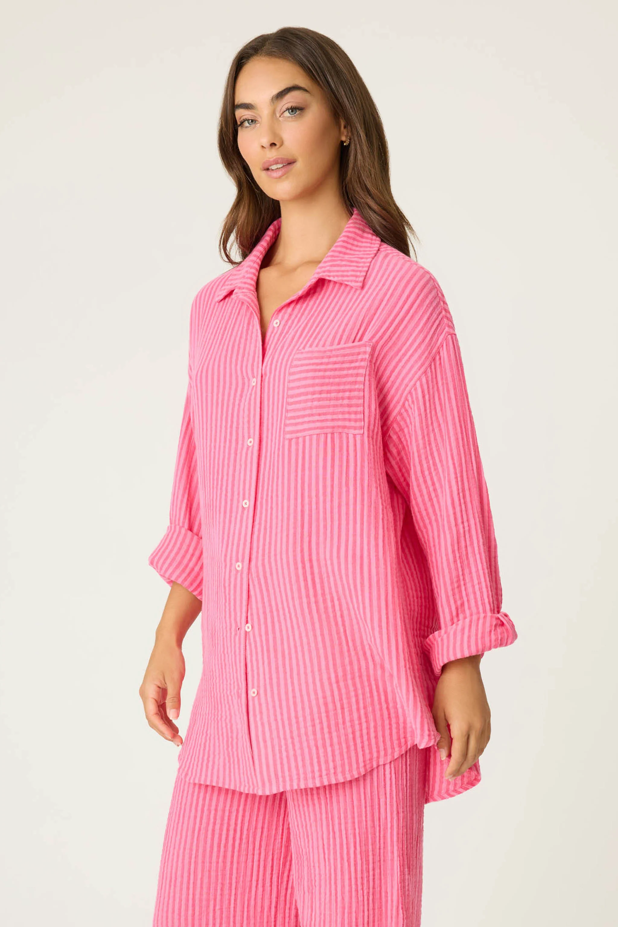 Back From The Beach Striped Gauze Shirt