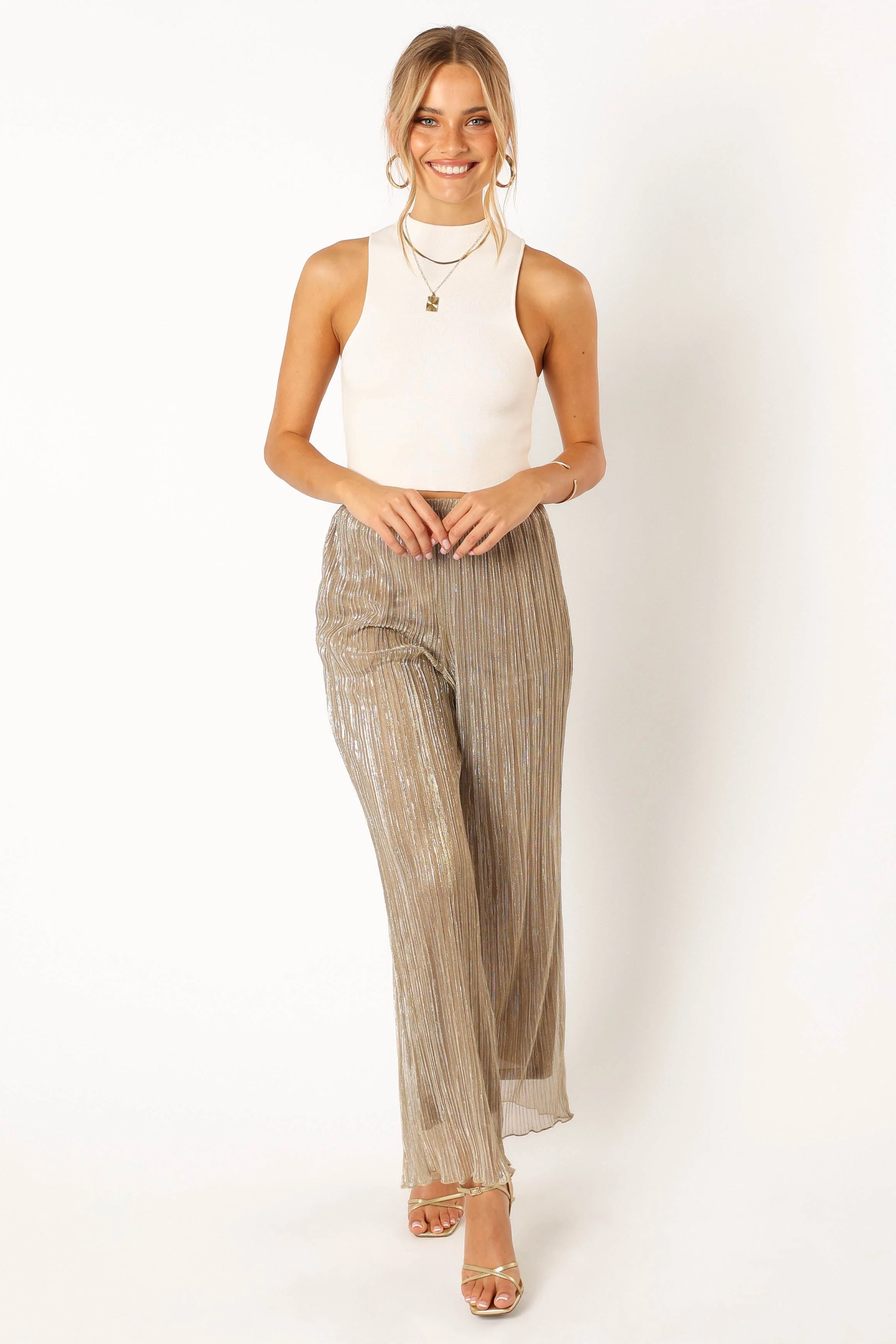 Walker Plisse Pants - Silver