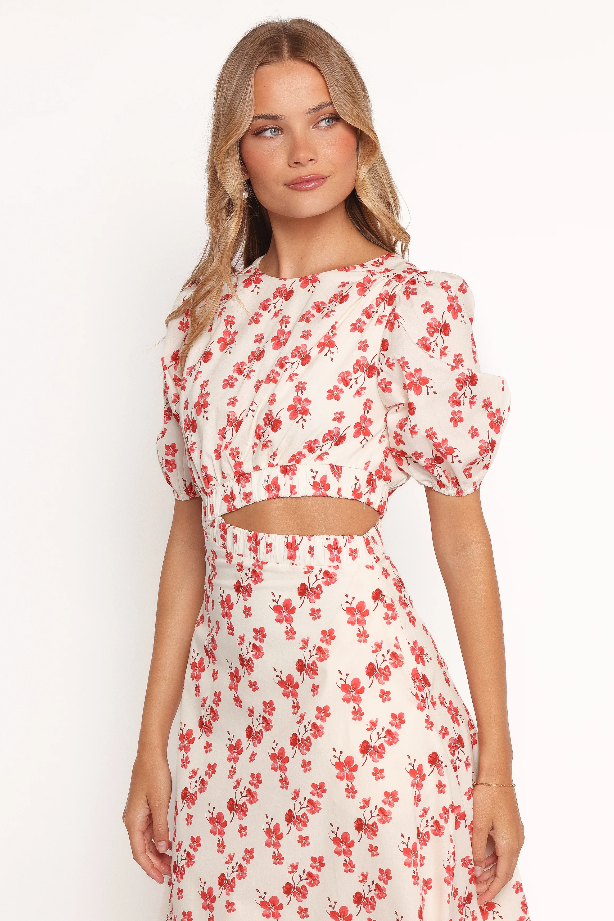 Aminah Puff Sleeve Dress - Red Floral