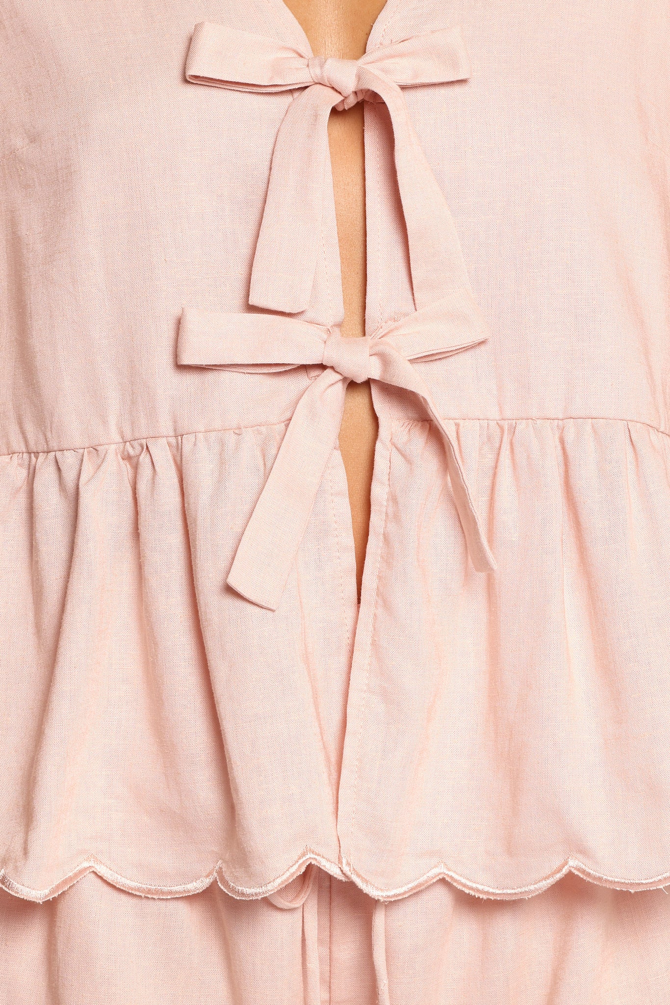 Zarie Scalloped Short Set - Light Pink