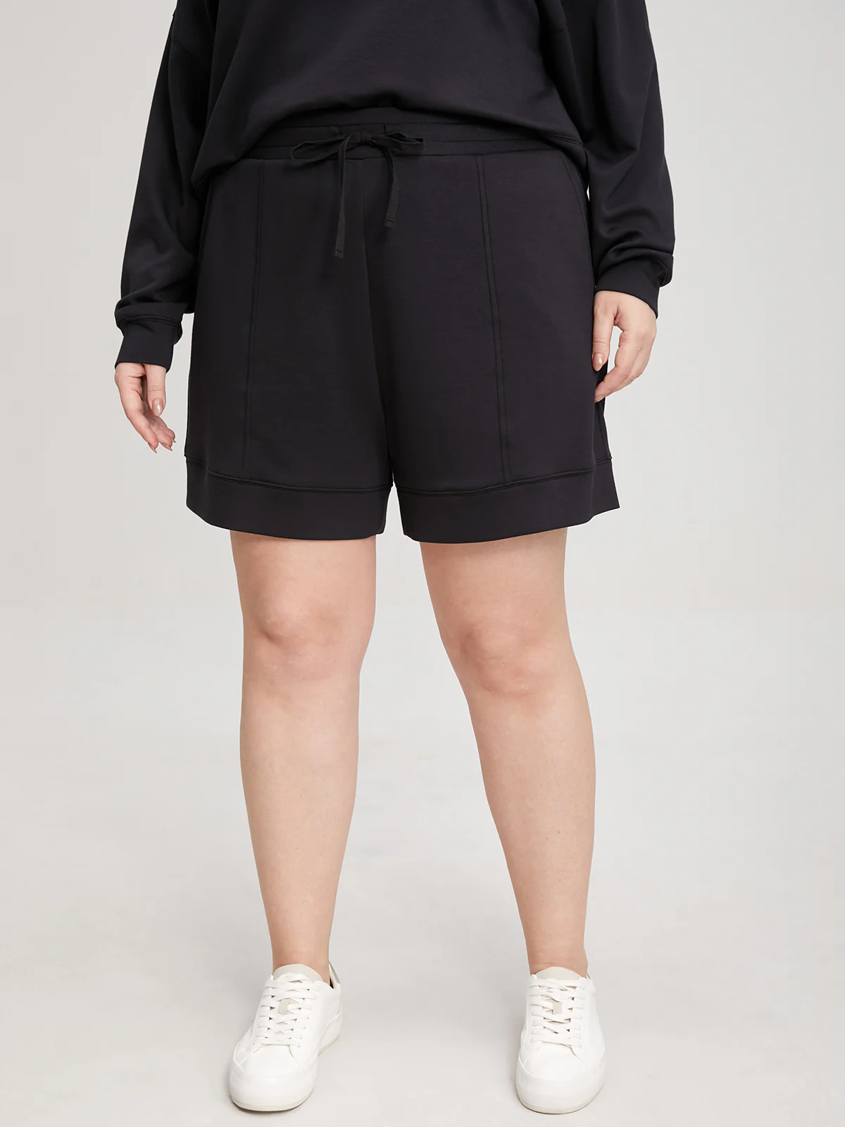 Plus Belted Pintuck Shorts