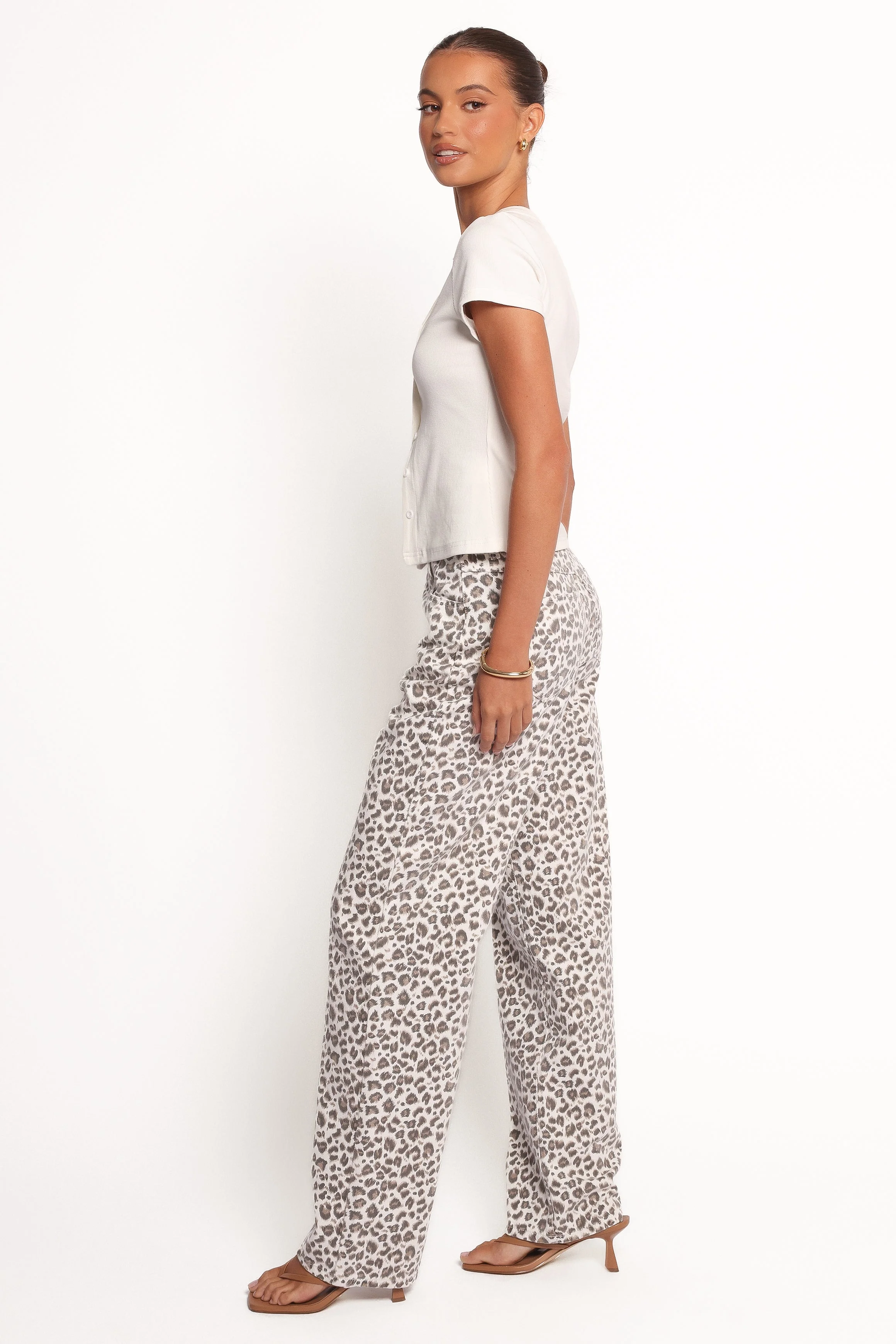Leila Printed Wide Leg Jean - Leopard