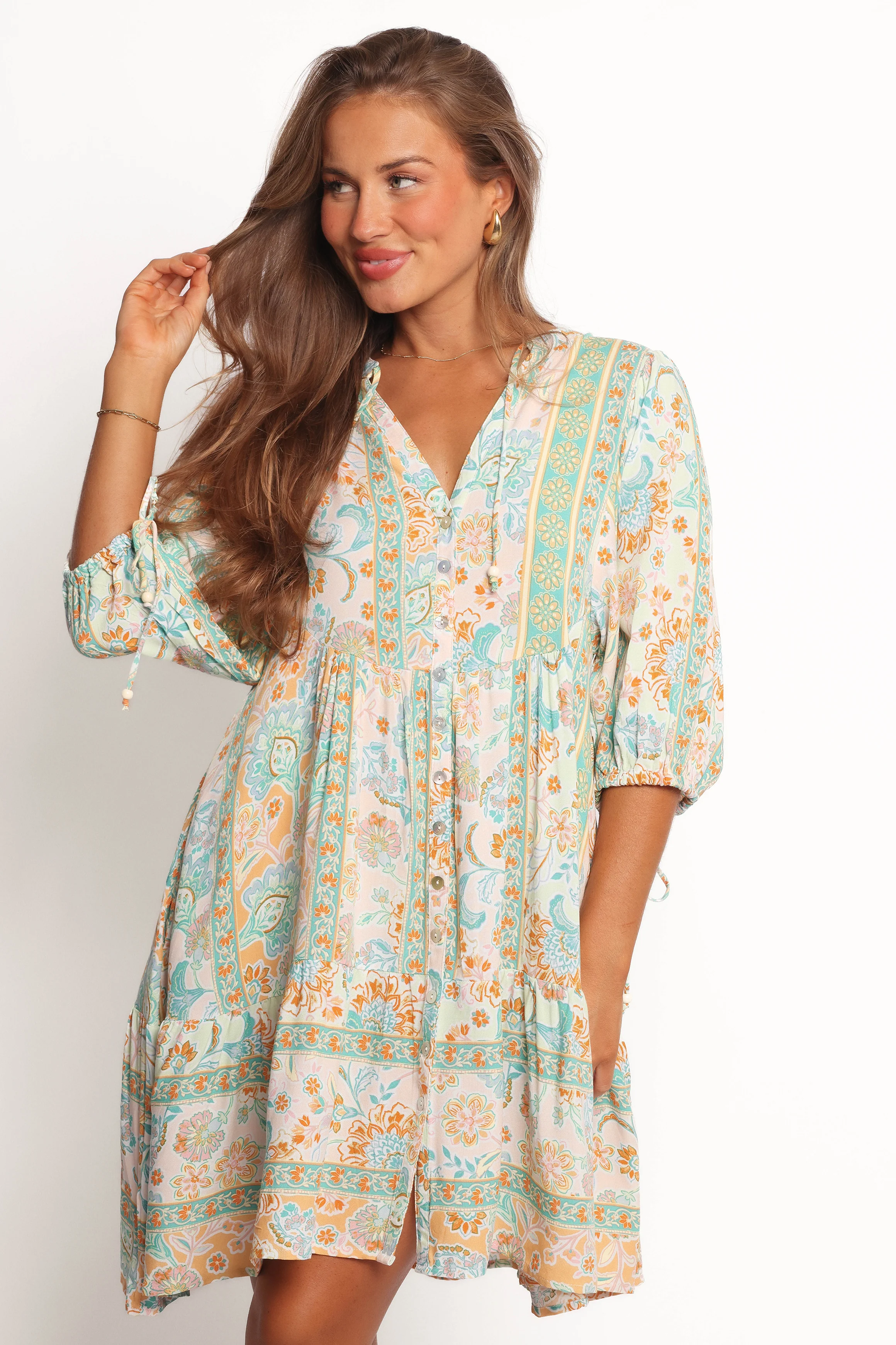Arden Mini Dress - Green Multi