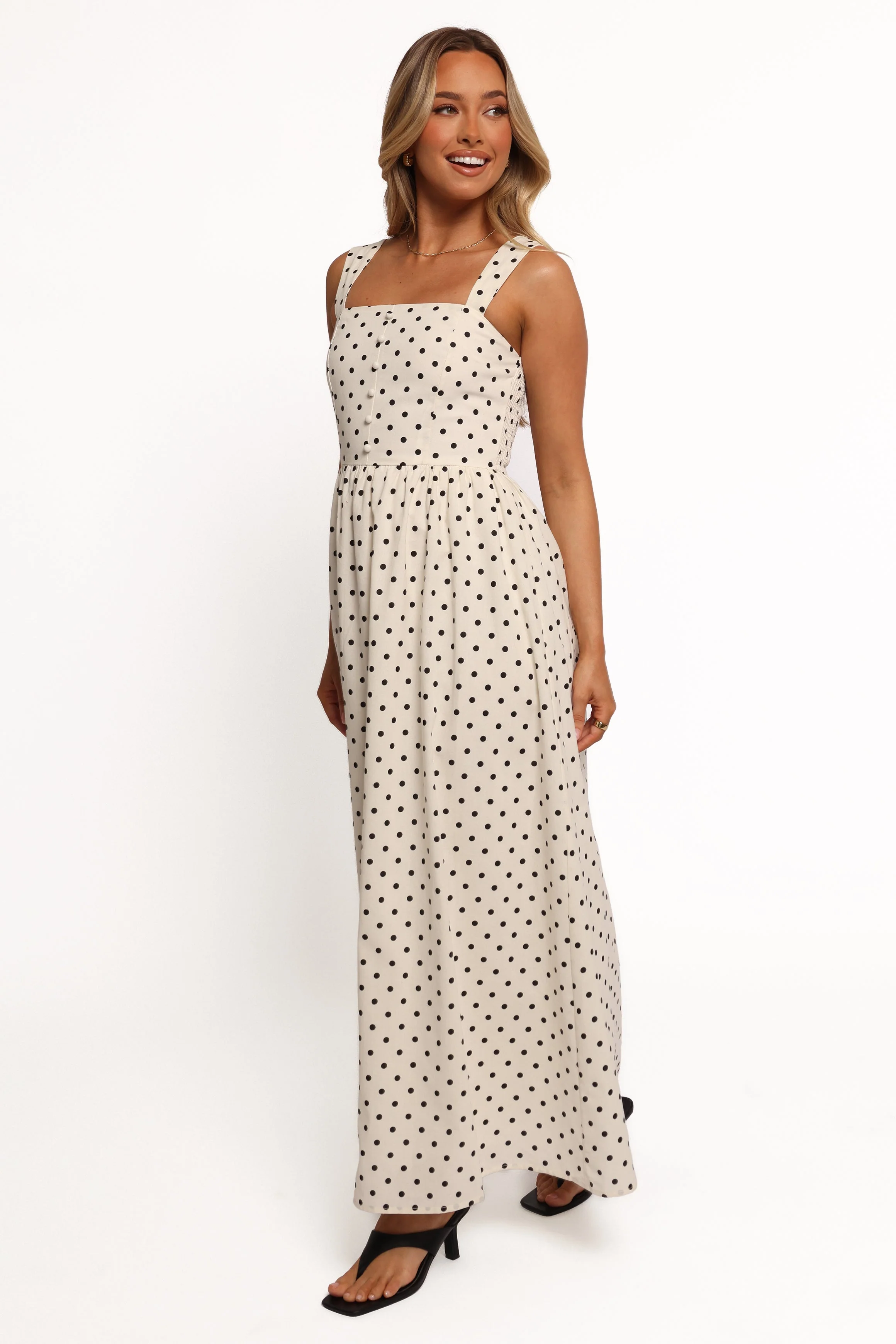 Jenni Maxi Dress - White Polka Dot