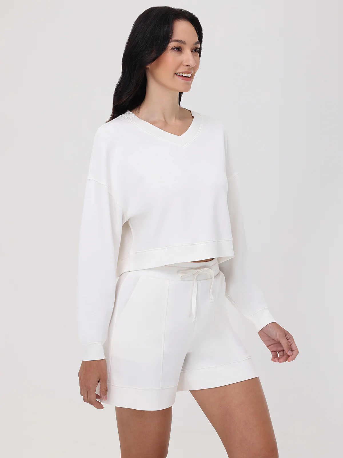 V-Neck Crop Sweatshirt