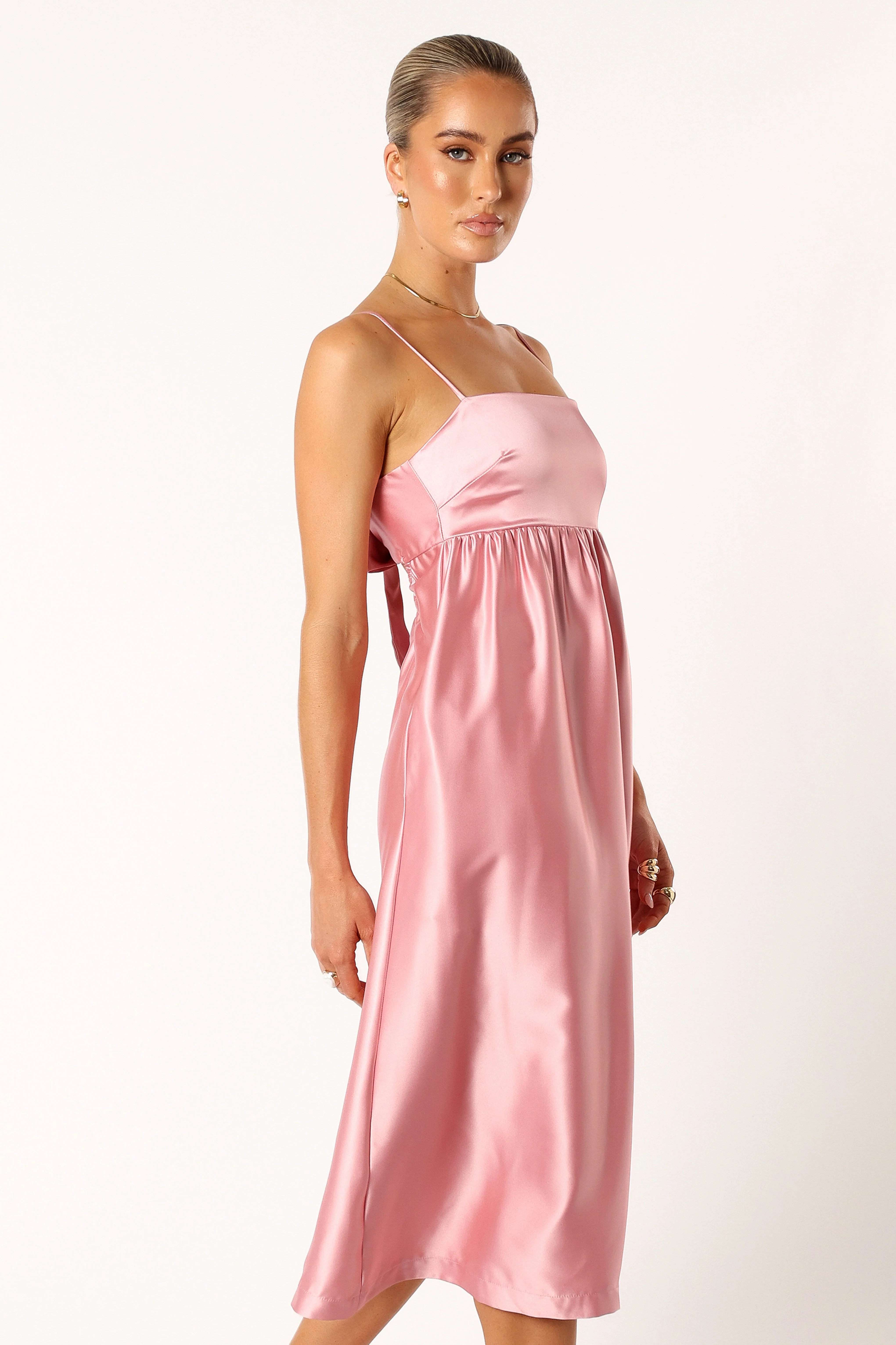 Teagan Bow Back Midi Dress - Soft Pink