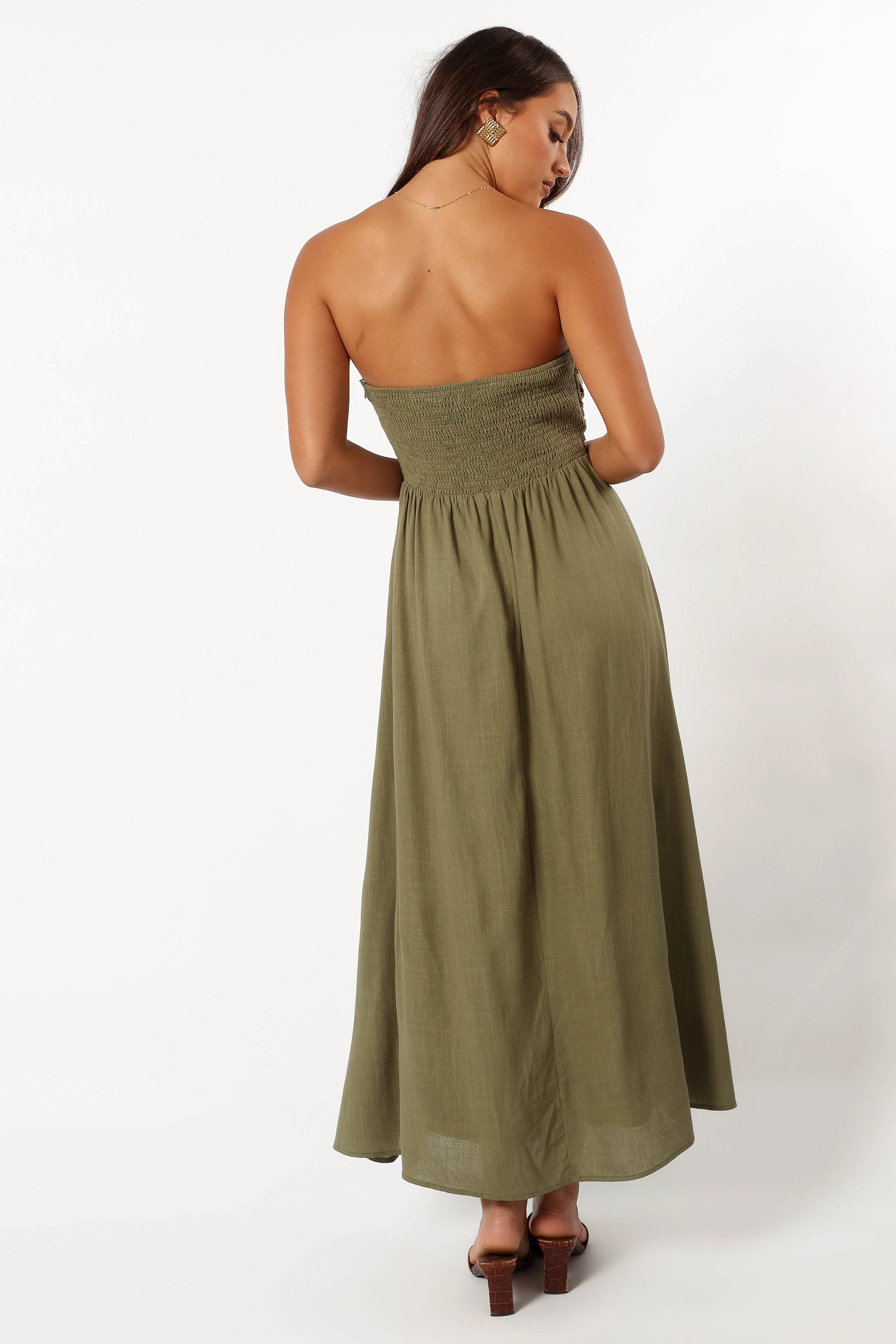 Kayt Strapless Dress - Olive Green