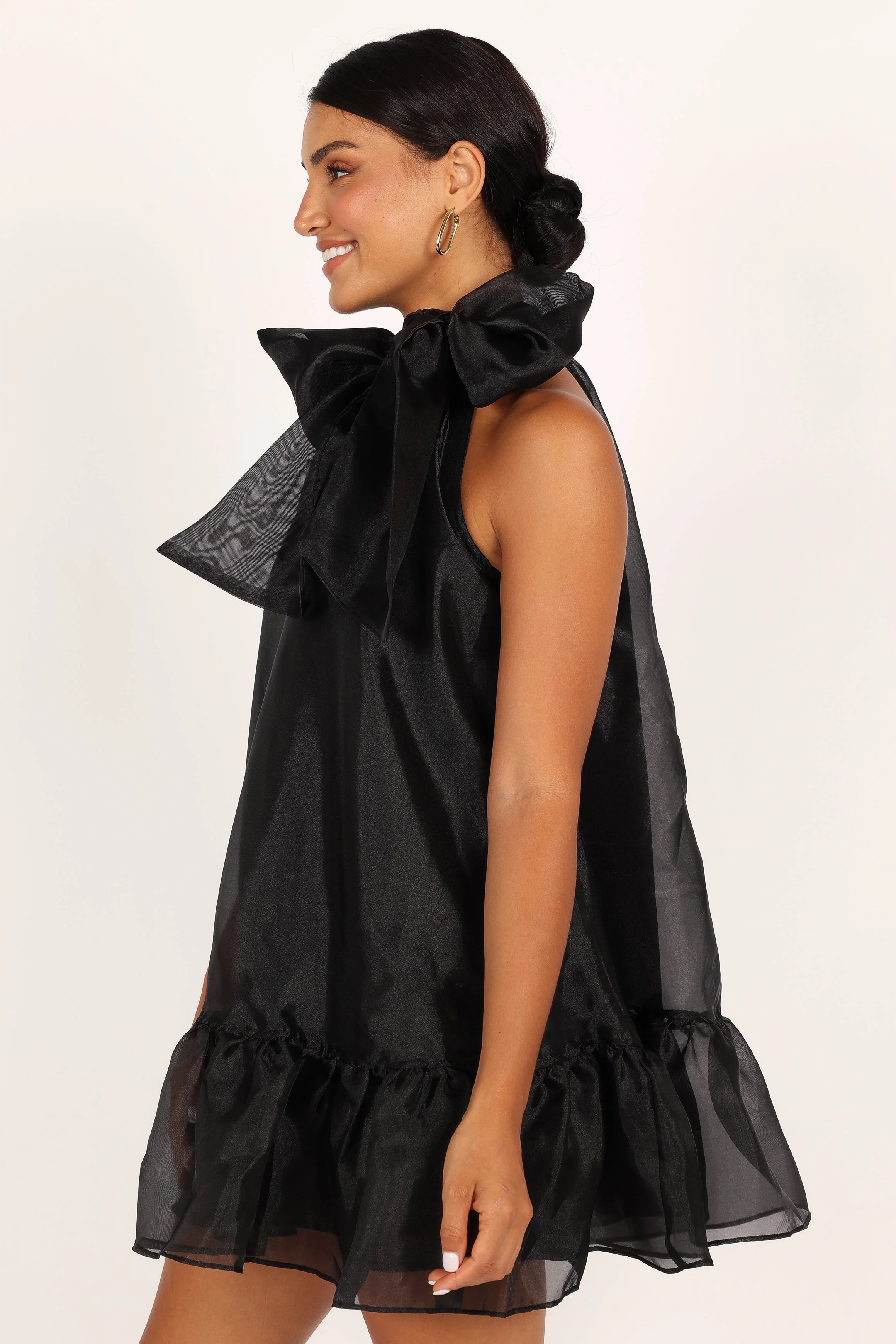 Sophia Bow Mini Dress - Black