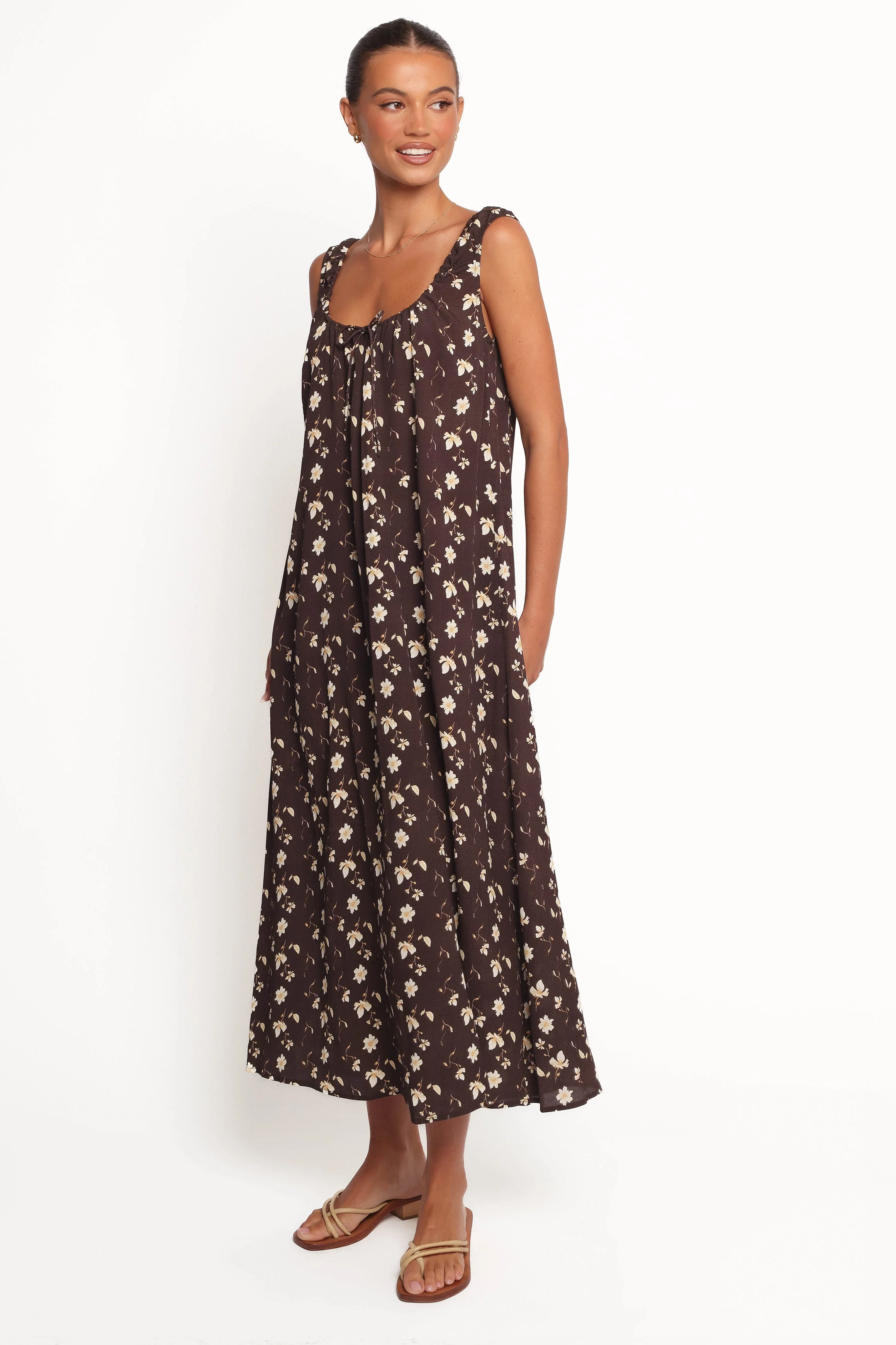 Bowman Maxi Dress - Brown Floral
