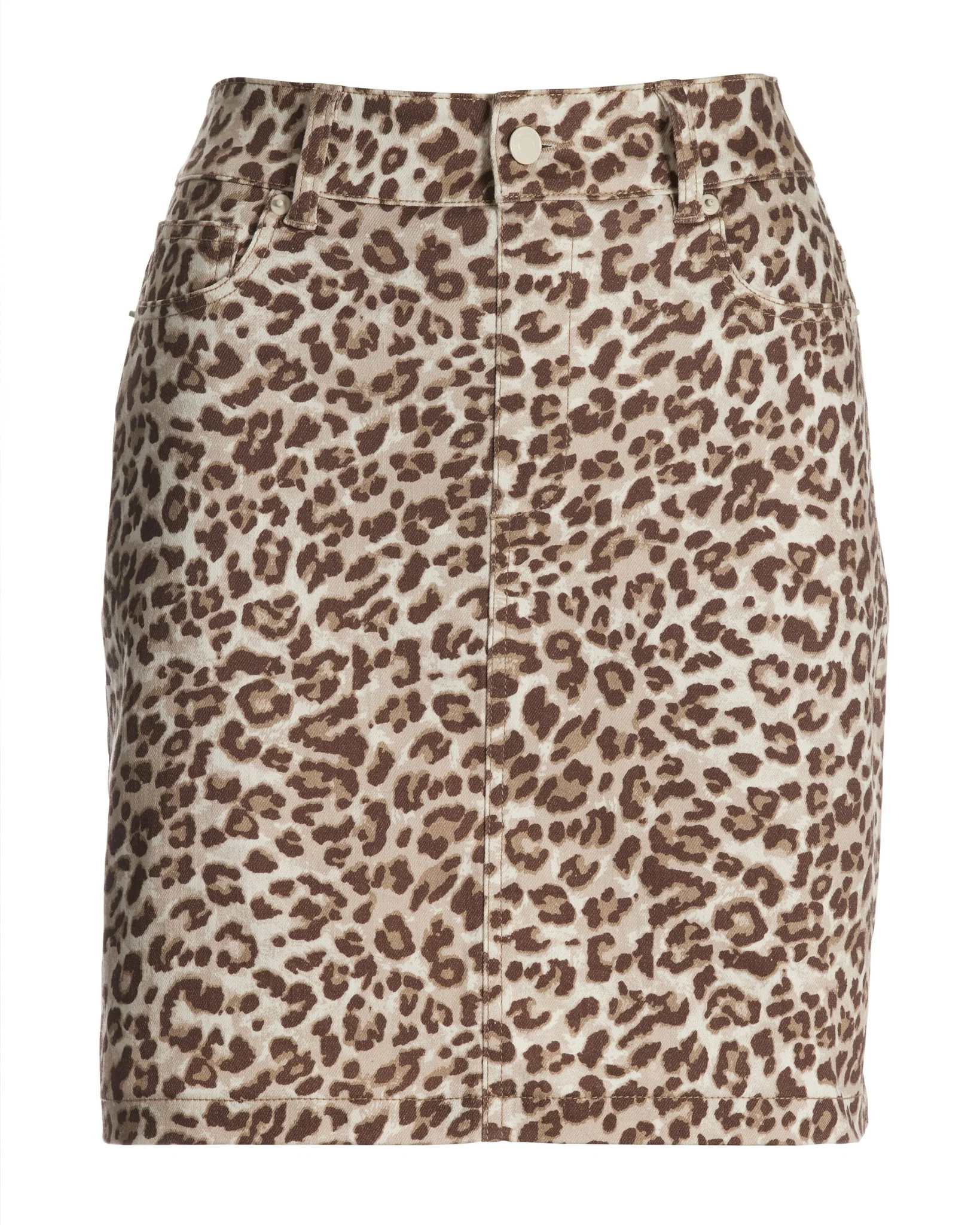 Snow Leopard Print Denim Skort Neutral