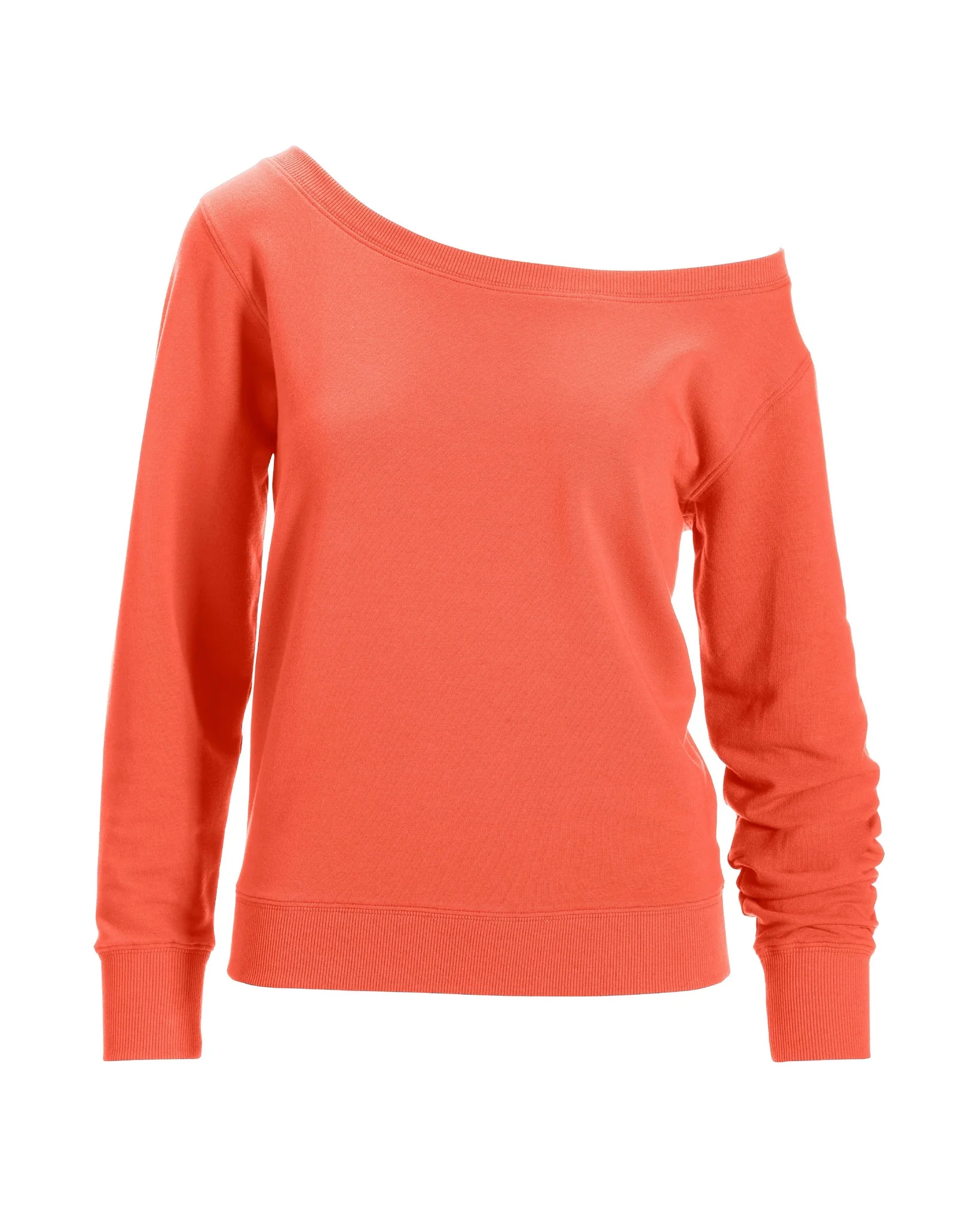 Slouchy French Terry Pullover Sweatshirt Hot Coral