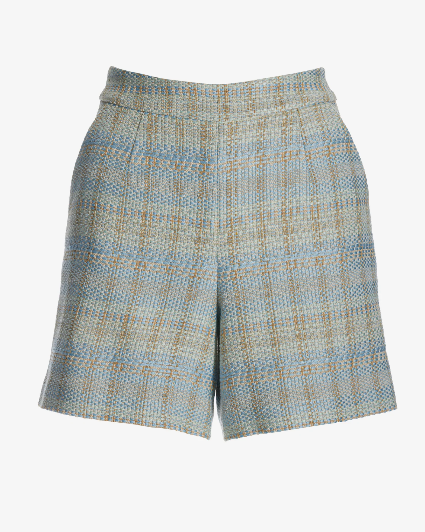 Shift Into Neutrals Tweed Trouser Short Blue Multi