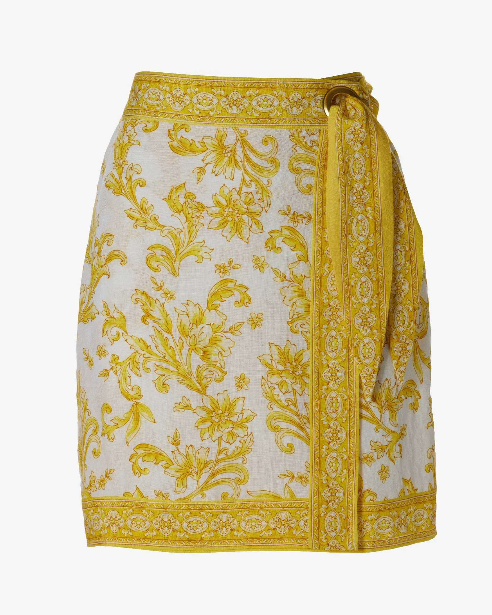 Scroll Print Linen Pull-On Wrap Skort Regal Tiles