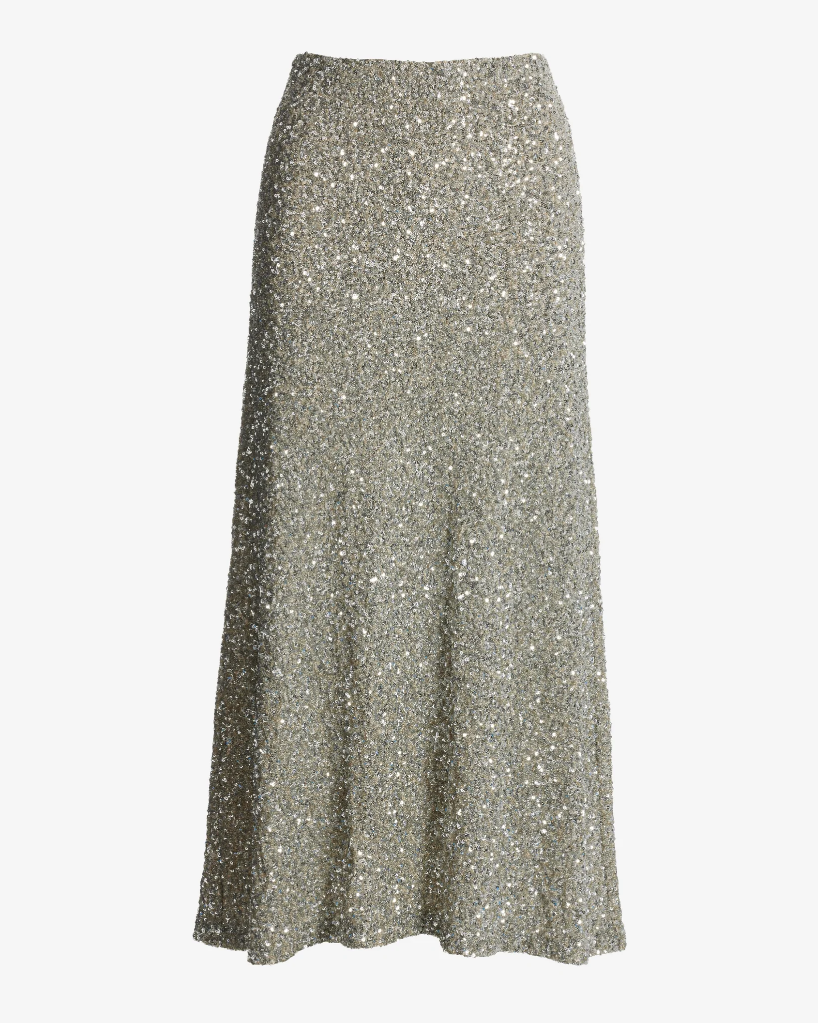 Sequin Midi Skirt Silver Ice