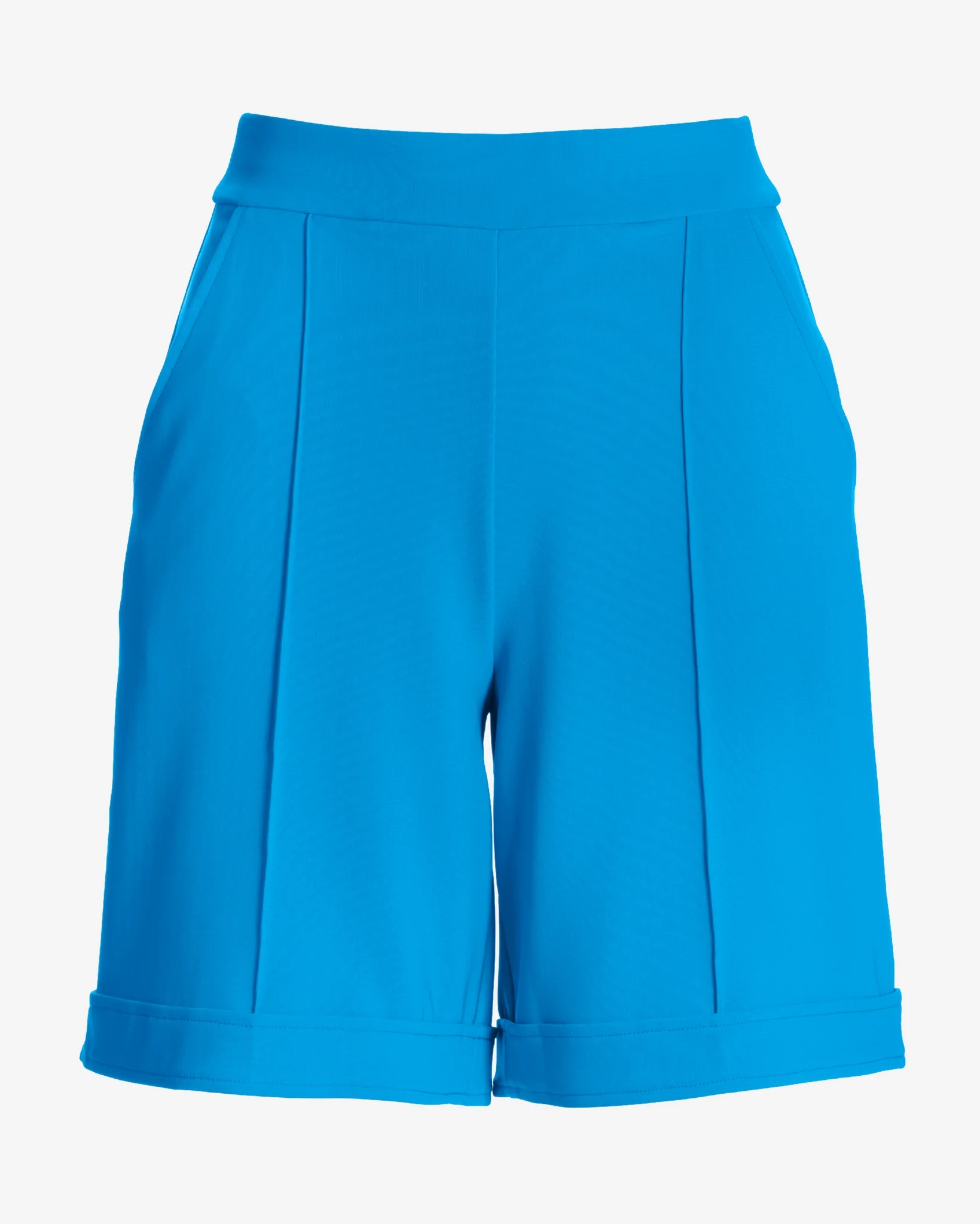 Beyond Travel 7 Inch Cuffed Trouser Shorts Malibu Blue