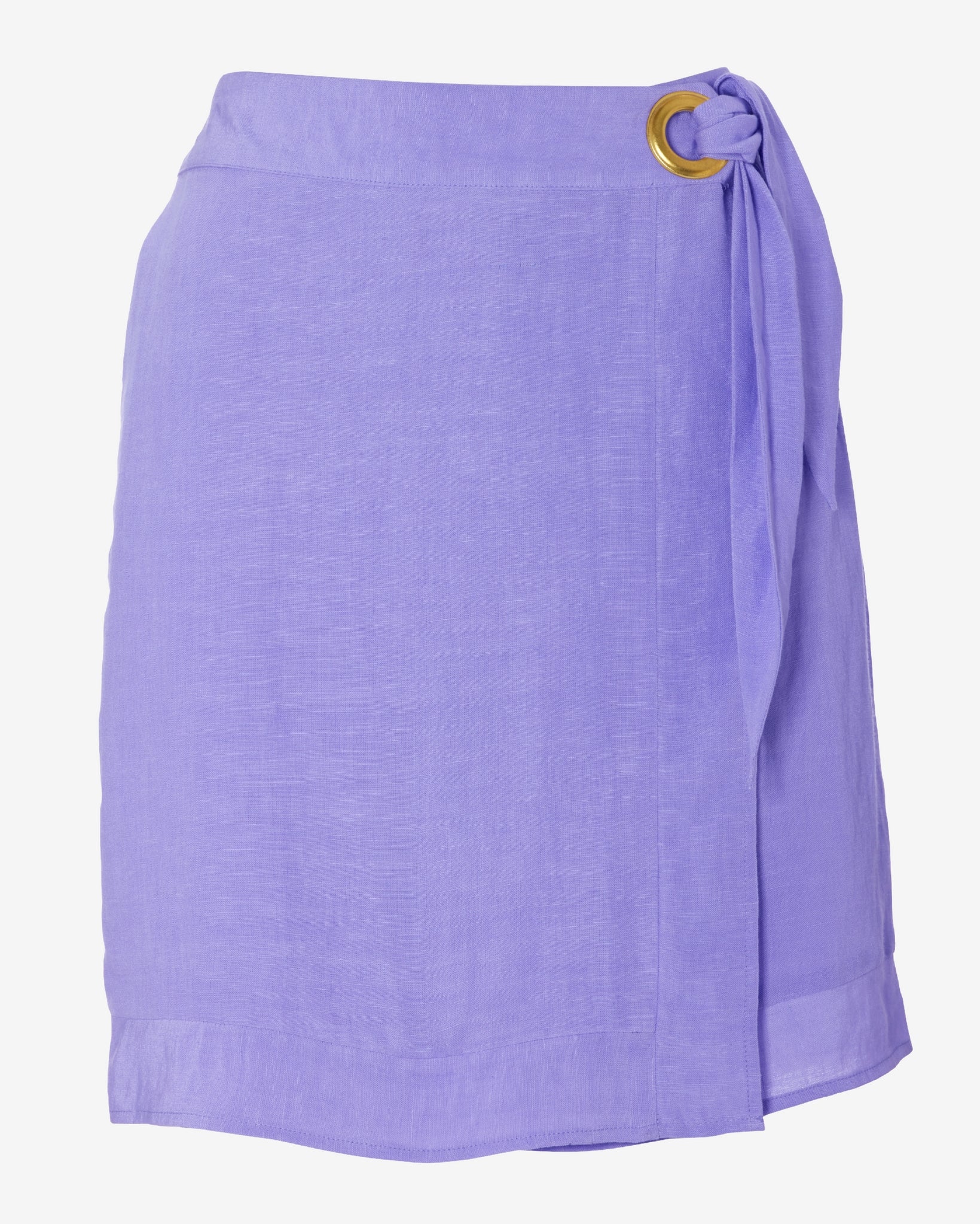 Linen Pull-On Wrap Skort Lavender