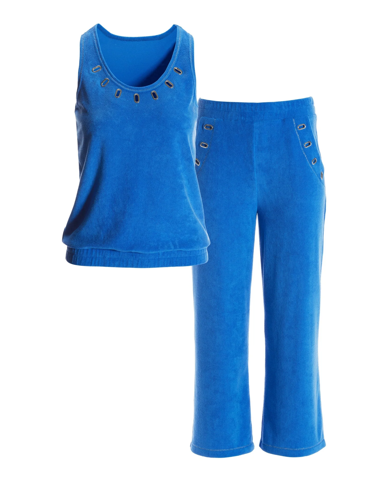 Grommet Blouson Crop Loop Terry Cloth Set Palace Blue
