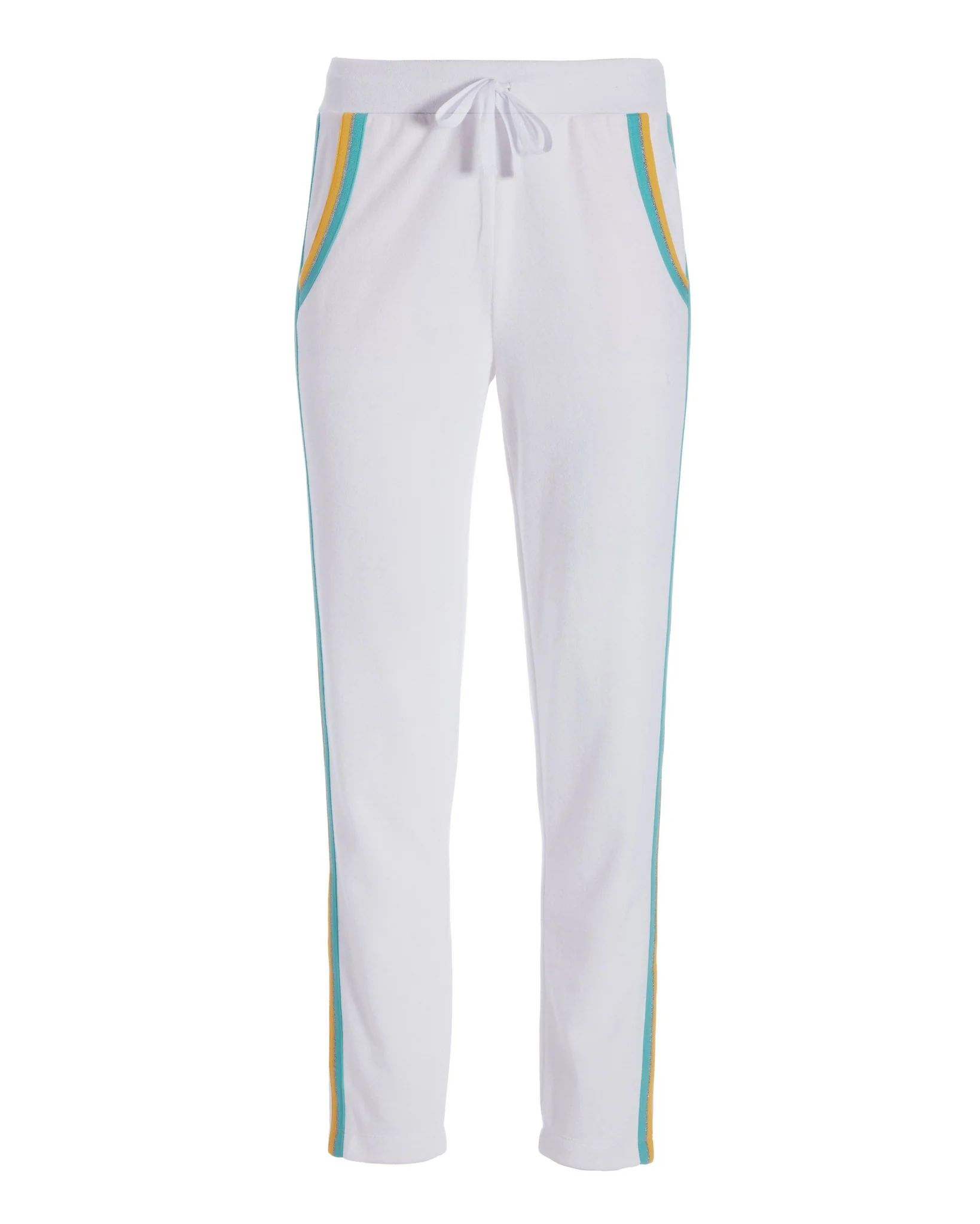 Racer Stripe Loop Terry Cropped Pant White/Blue Multi