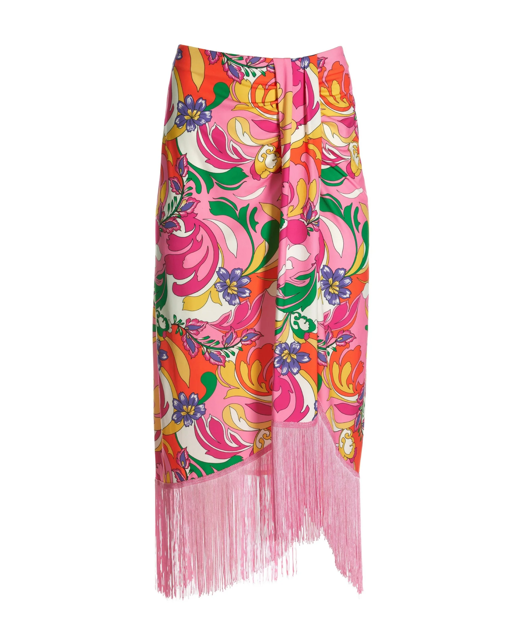 Paris Paisley Fringe Wrap Skirt Multi